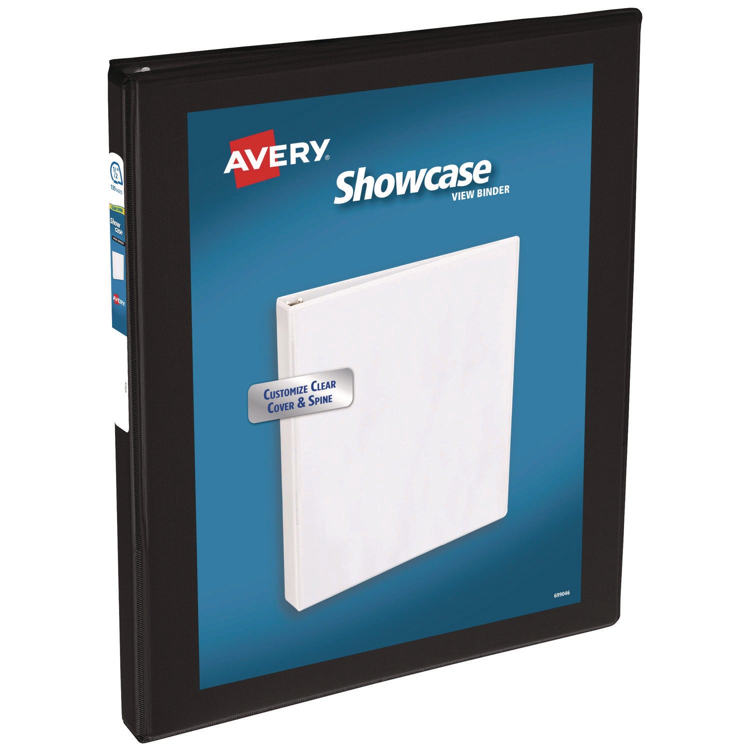 Showcase Economy View Binders with Slant Rings, 3 Rings, 0.5" Capacity, 11 x 8.5, Black