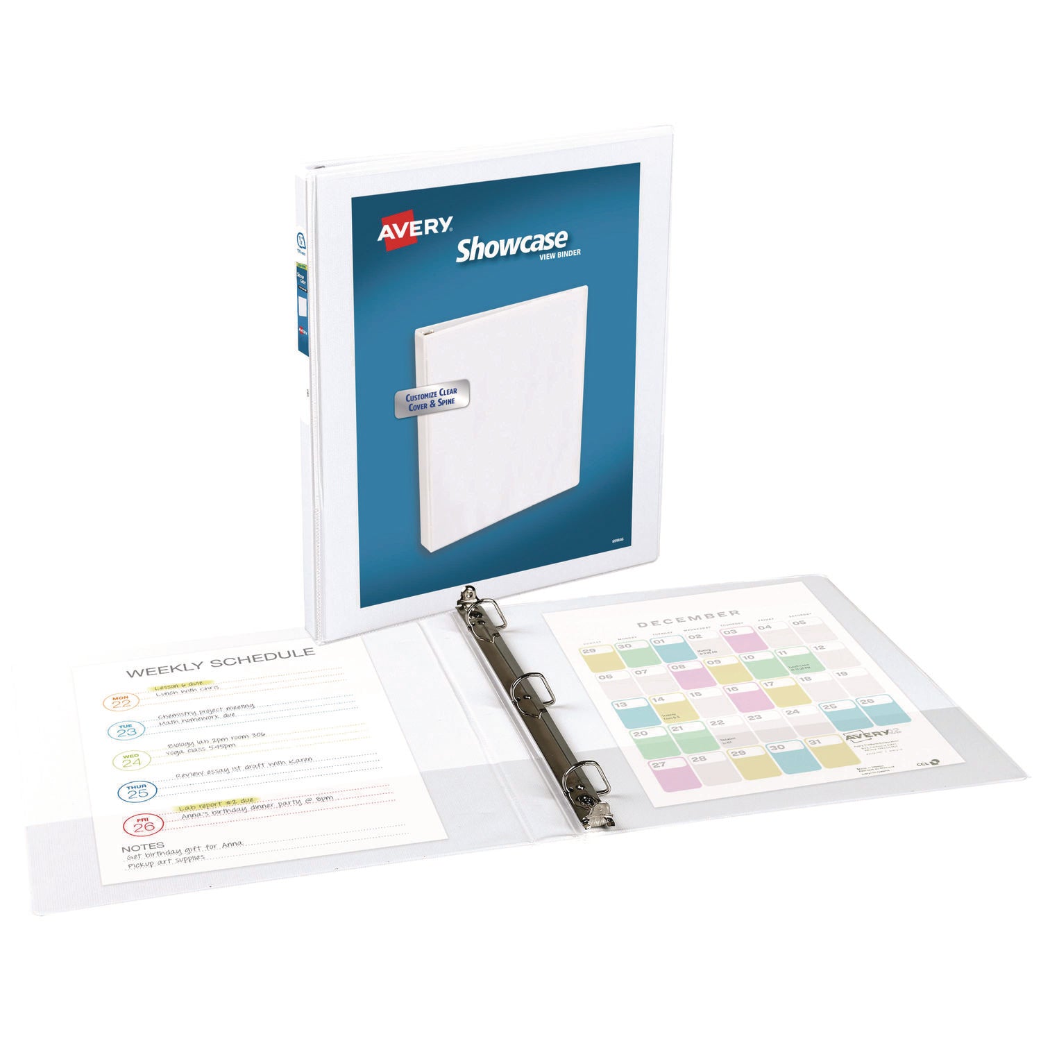 Avery® Showcase Economy View Binders with Slant Rings, 3 Rings, 0.5" Capacity, 11 x 8.5, White