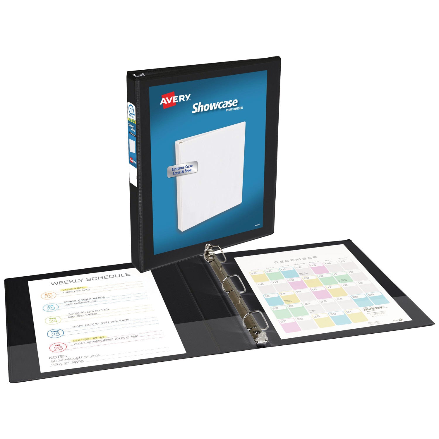 Avery® Showcase Economy View Binders with Slant Rings, 3 Rings, 1" Capacity, 11 x 8.5, Black