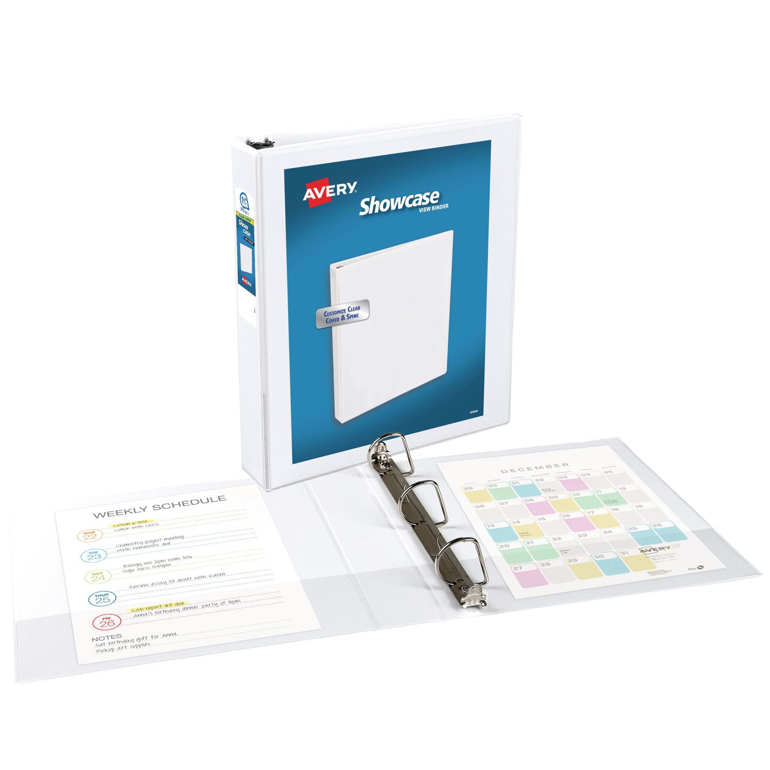 Avery® Showcase Economy View Binders with Slant Rings, 3 Rings, 1.5" Capacity, 11 x 8.5, White