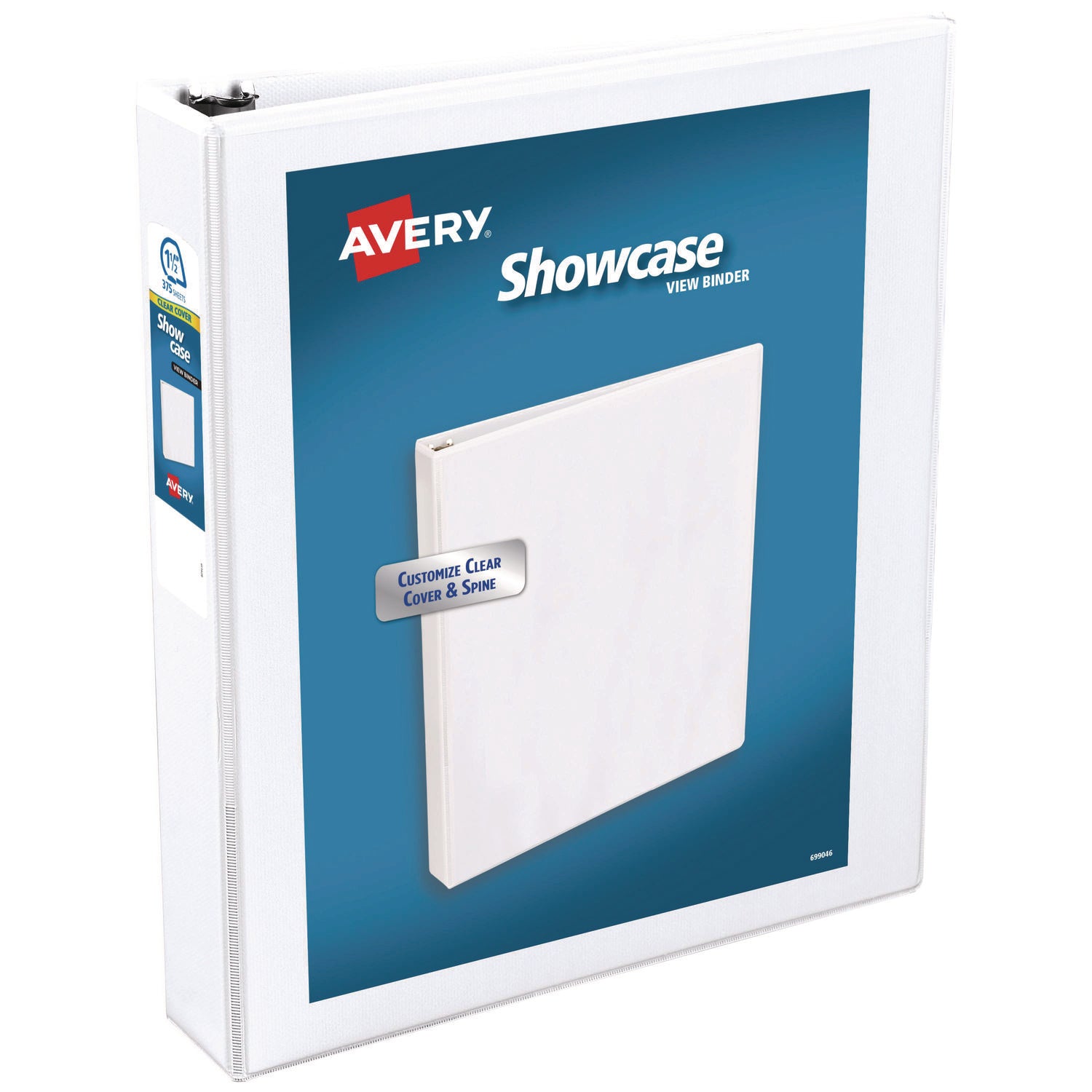 Showcase Economy View Binders with Slant Rings, 3 Rings, 1.5" Capacity, 11 x 8.5, White