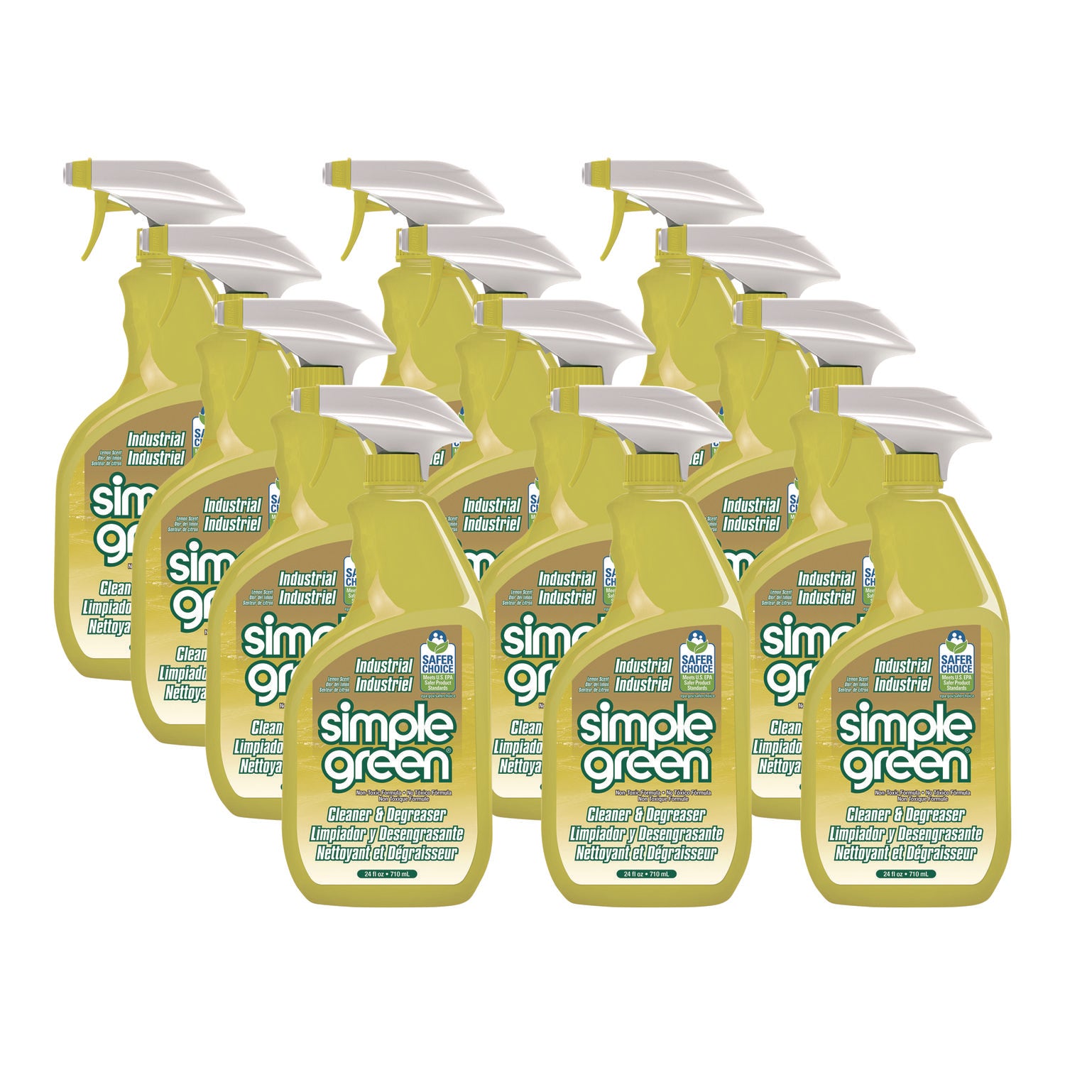 Industrial Cleaner and Degreaser, Concentrated, Lemon, 24 oz Spray Bottle, 12/Carton