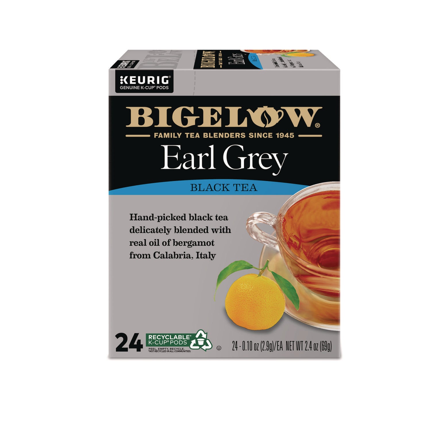 Earl Grey Tea K-Cup Pack, 24/Box, 4 Box/Carton