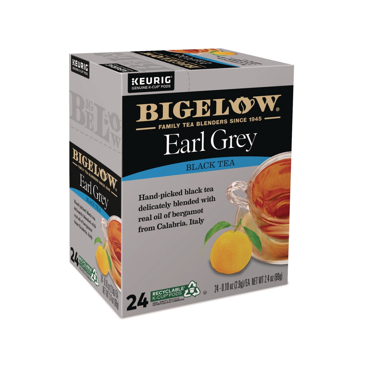 Bigelow® Earl Grey Tea K-Cup Pack, 24/Box, 4 Box/Carton