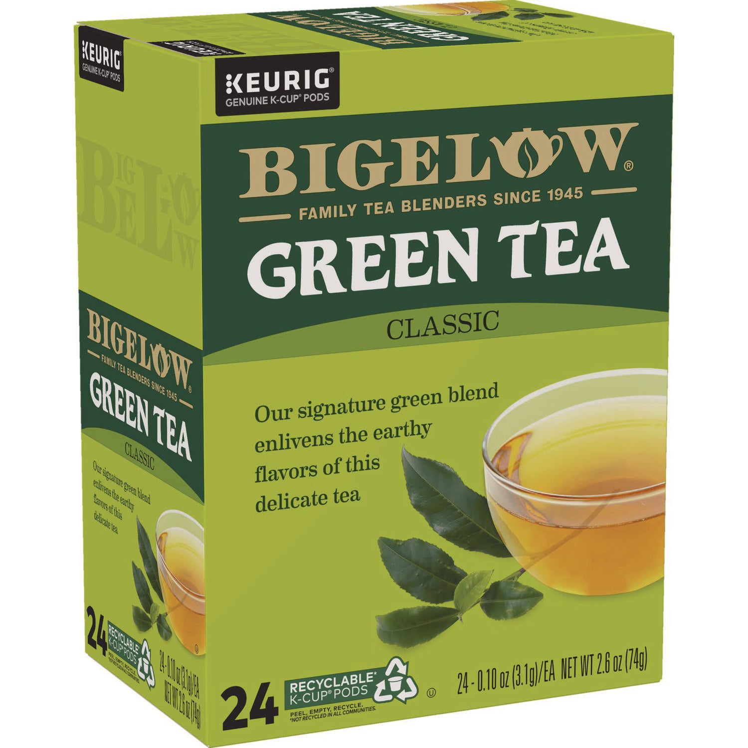 Bigelow® Green Tea K-Cup Pack, 24/Box, 4 Box/Carton