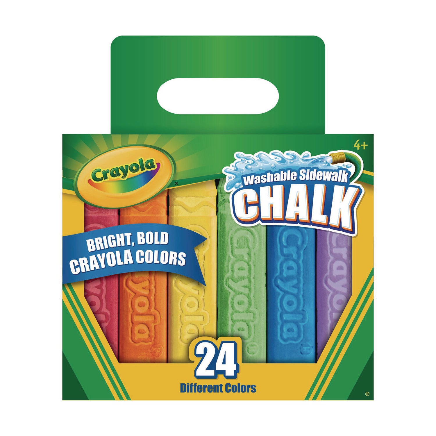 Washable Sidewalk Chalk, Tropical Colors, 4.25" x 0.75 Diameter, Assorted, 24 Sticks/Set