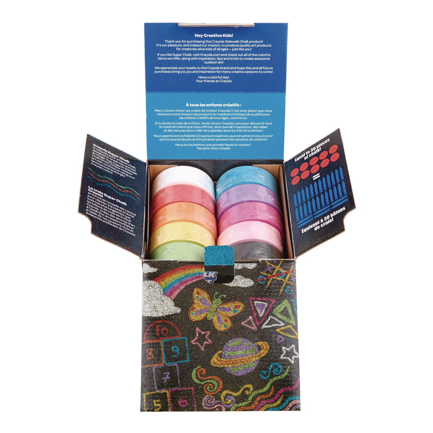 Super Chalk, 1" x 2.8" Diameter, 10 Assorted Colors, 10 Pucks/Box Crayola® Flipcost