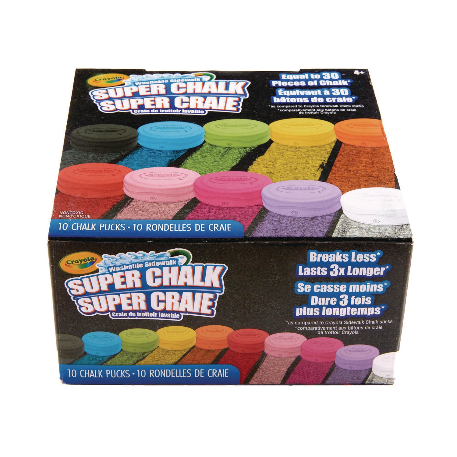 Super Chalk, 1" x 2.8" Diameter, 10 Assorted Colors, 10 Pucks/Box Crayola® Flipcost