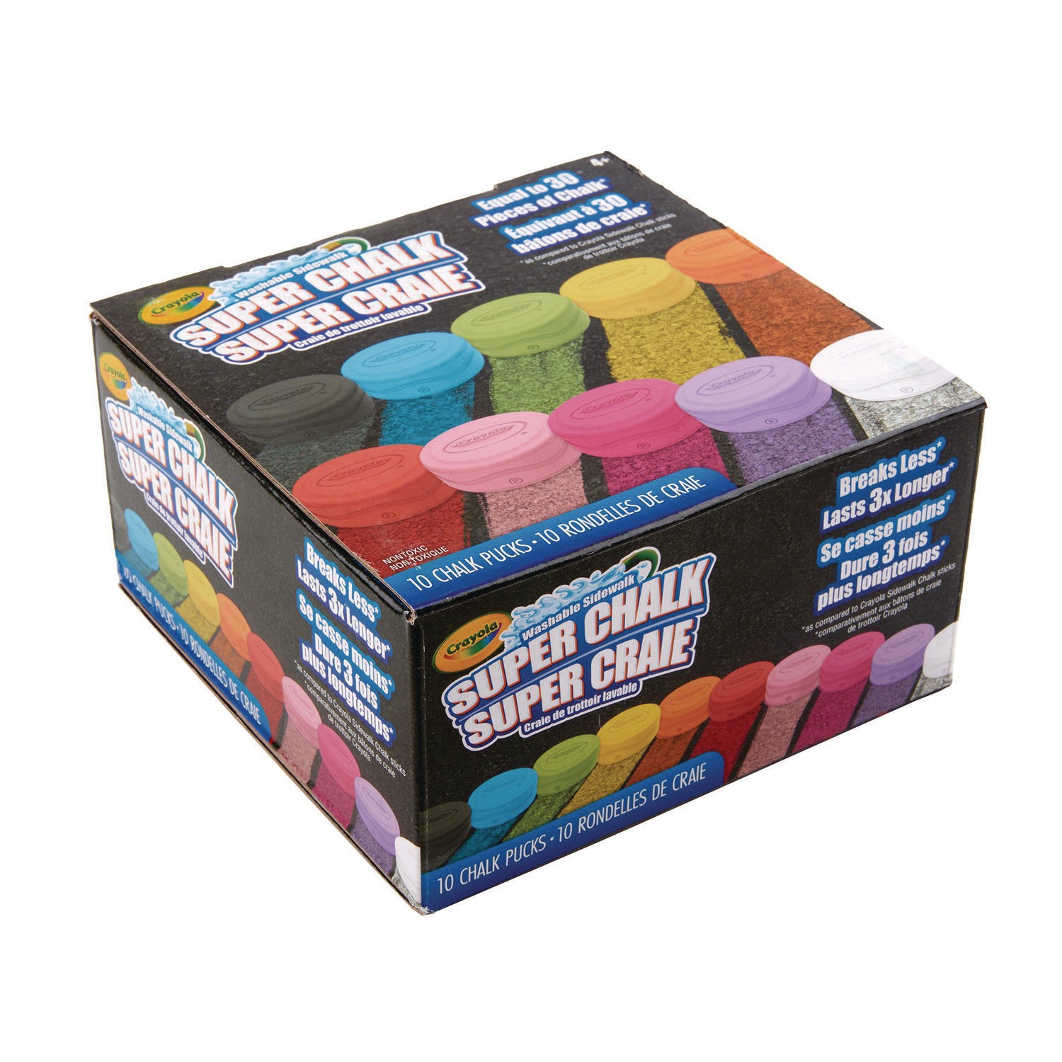 Super Chalk, 1" x 2.8" Diameter, 10 Assorted Colors, 10 Pucks/Box Crayola® Flipcost