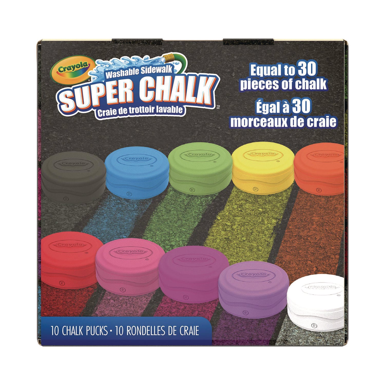 Super Chalk, 1" x 2.8" Diameter, 10 Assorted Colors, 10 Pucks/Box Crayola® Flipcost