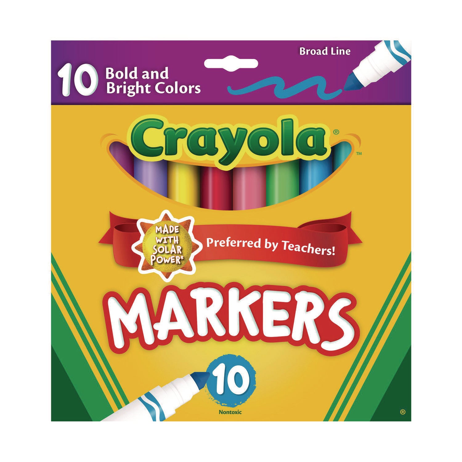 Non-Washable Marker, Broad Bullet Tip, Assorted Tropical Colors, 10/Pack