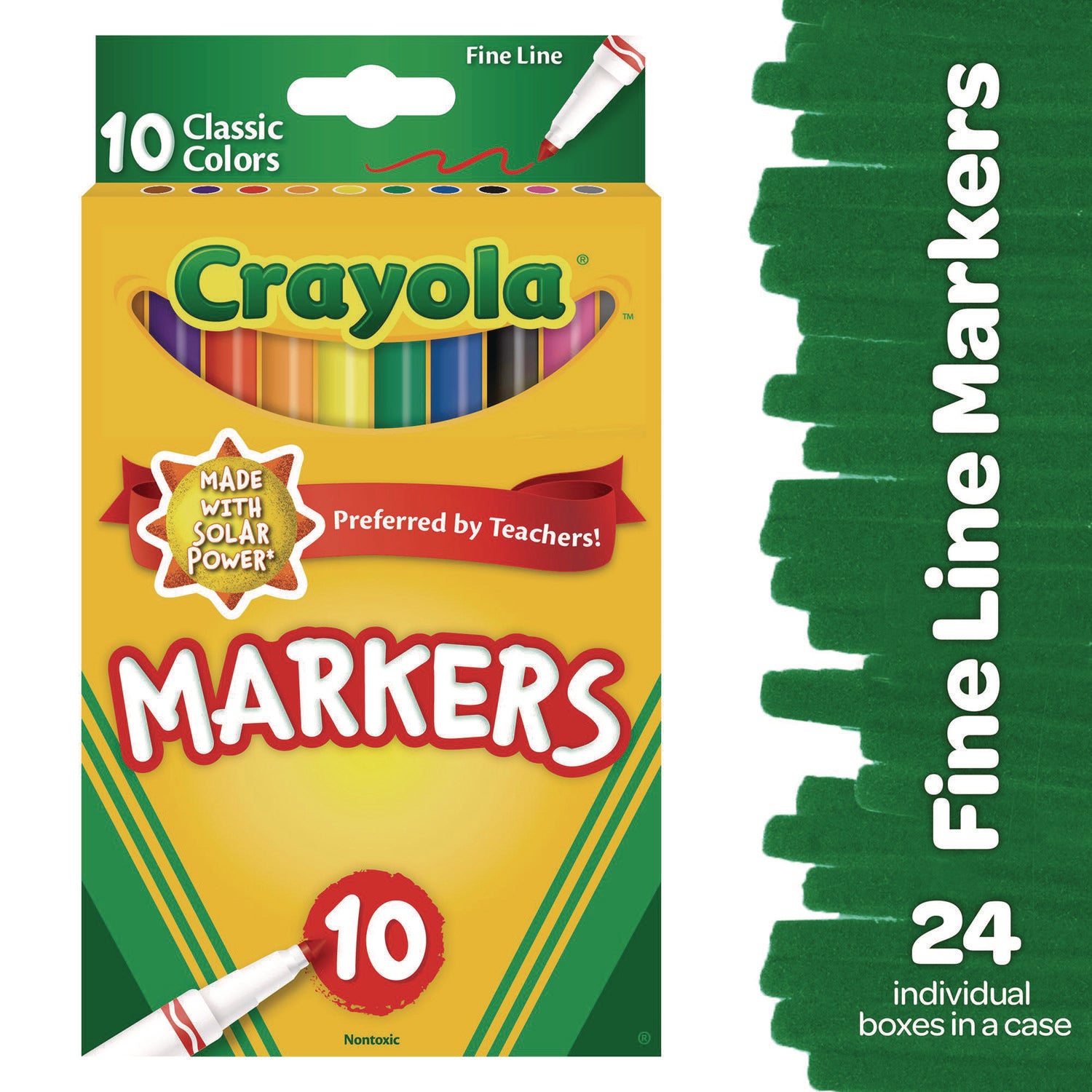 Non-Washable Marker, Fine Bullet Tip, Assorted Classic Colors, 10/Pack Crayola® Flipcost