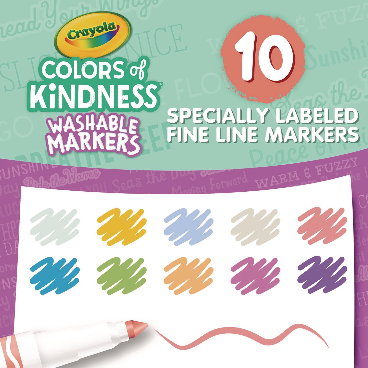 Colors of Kindness Fine Line Washable Markers, Fine Bullet Tip, Assorted Colors, 10/Box Crayola® Flipcost