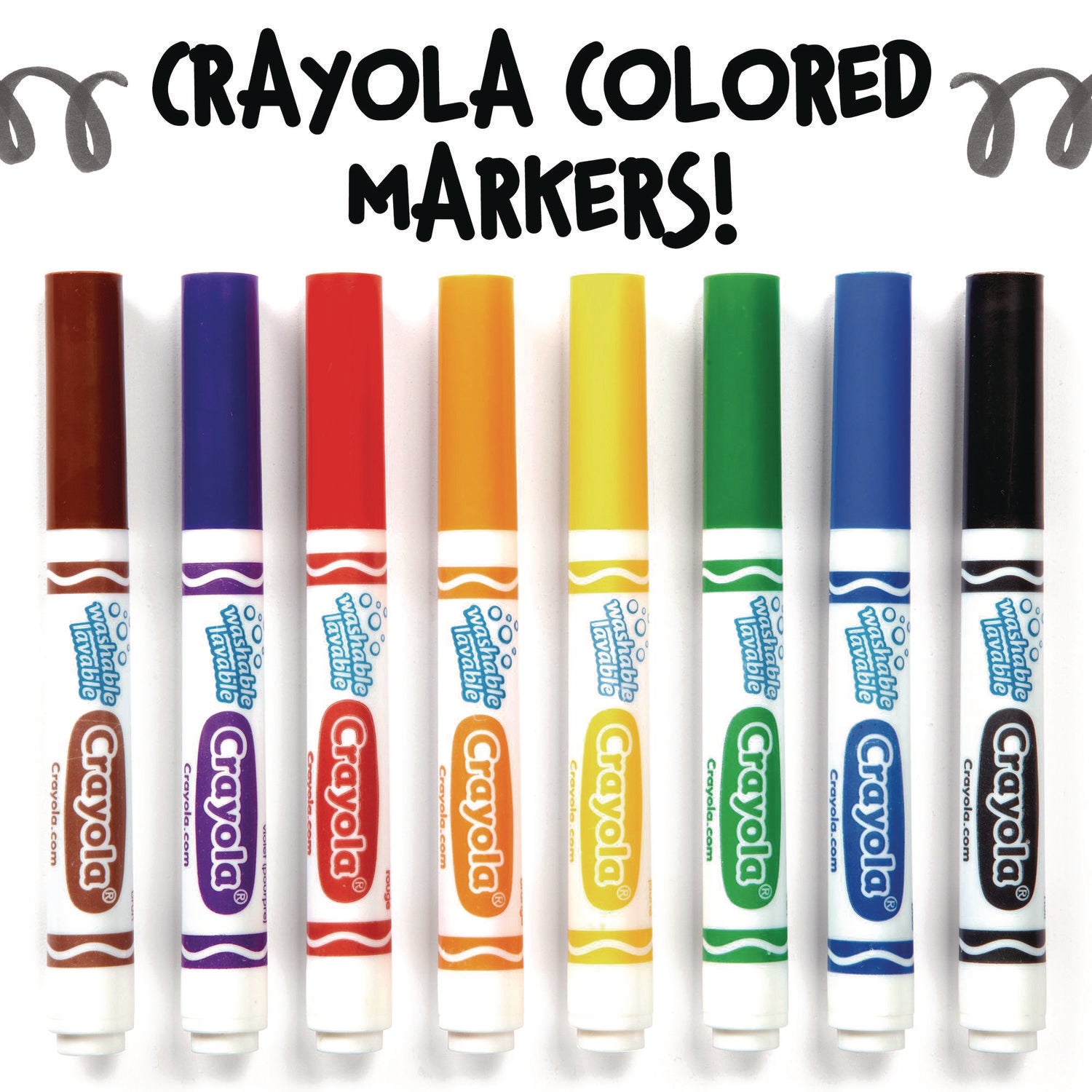 Crayola® Broad Line Washable Markers, Broad Bullet Tip, Black, 12/Box