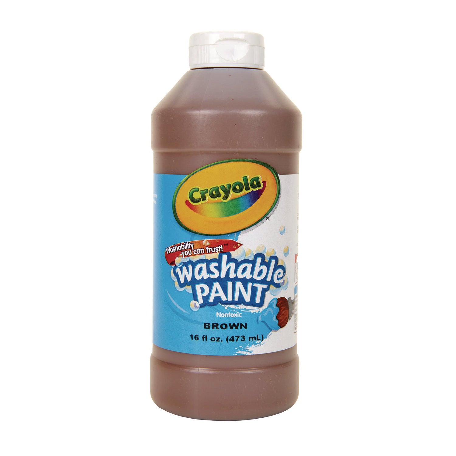 Washable Paint, Brown, 16 oz Bottle