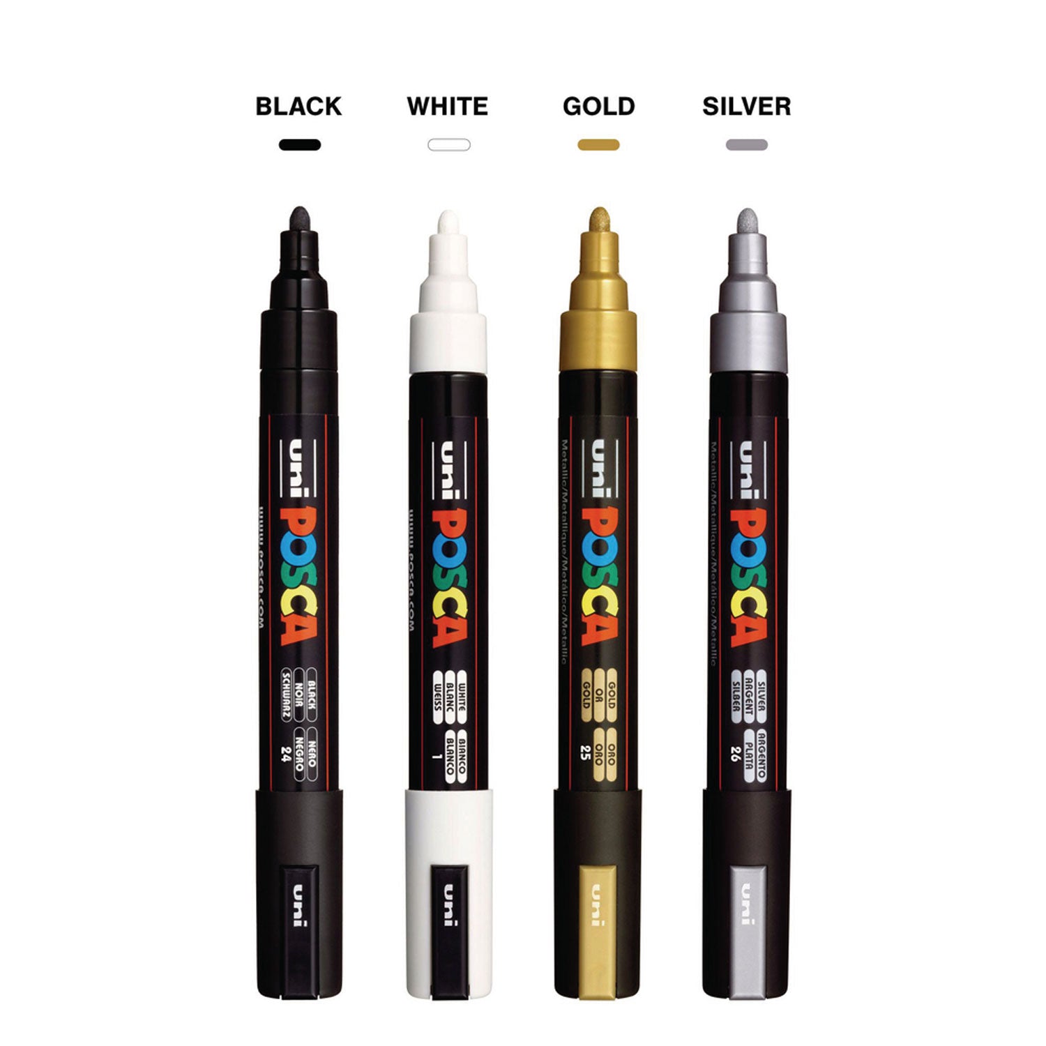 Water-Based Paint Markers, Medium Bullet Tip, Assorted Colors, 4/Set POSCA™ Flipcost