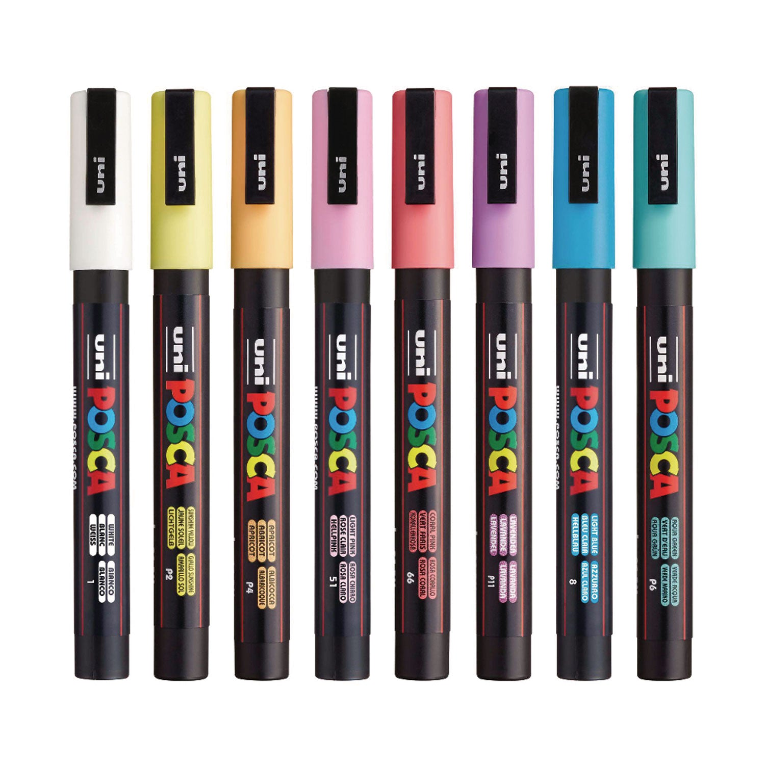 Water-Based Paint Markers, Fine Bullet Tip, 0.9 mm/1.3 mm, Assorted Colors, 8/Set POSCA™ Flipcost