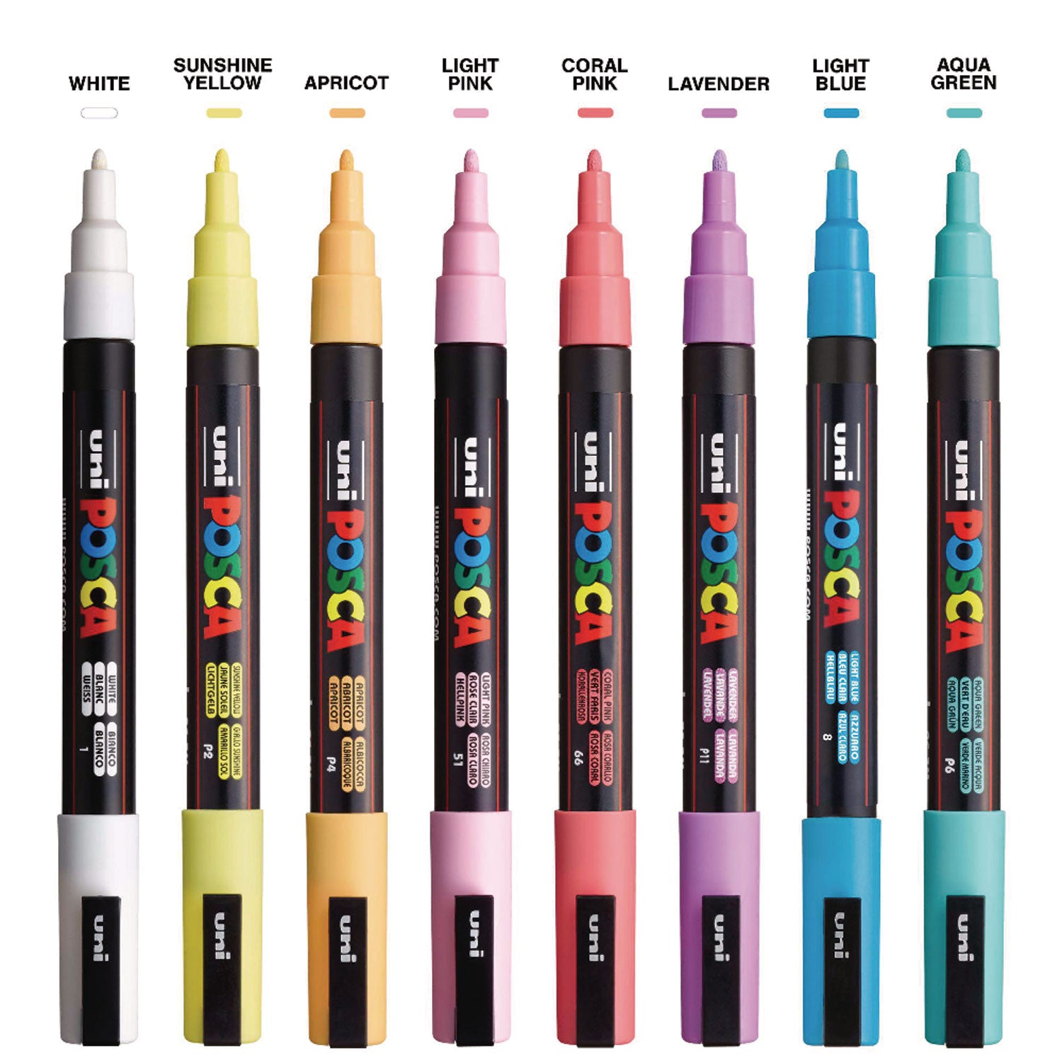 Water-Based Paint Markers, Fine Bullet Tip, 0.9 mm/1.3 mm, Assorted Colors, 8/Set POSCA™ Flipcost