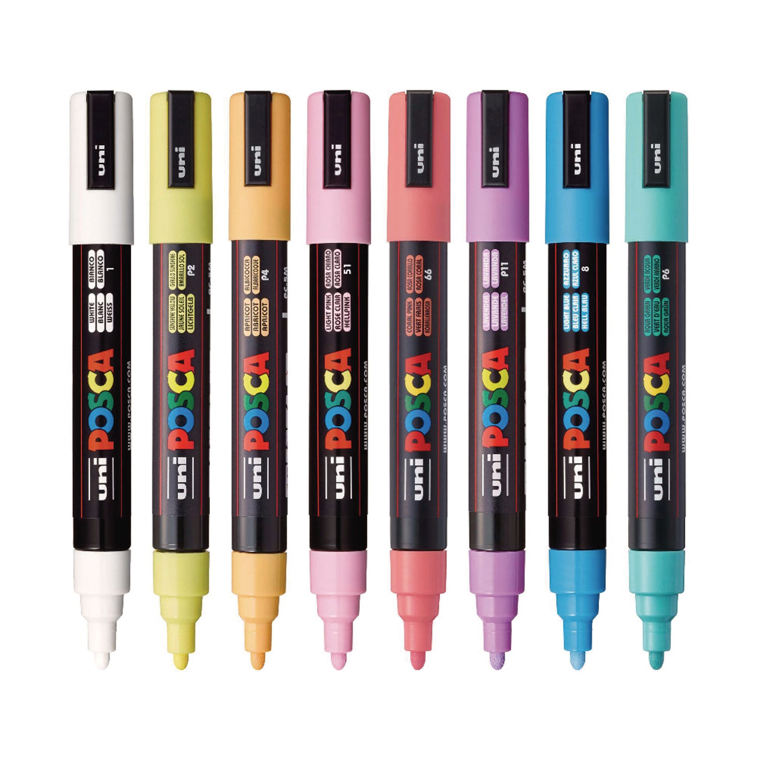 Water-Based Paint Markers, Medium Bullet Tip, 1.8 mm/2.5 mm, Assorted Colors, 8/Set POSCA™ Flipcost