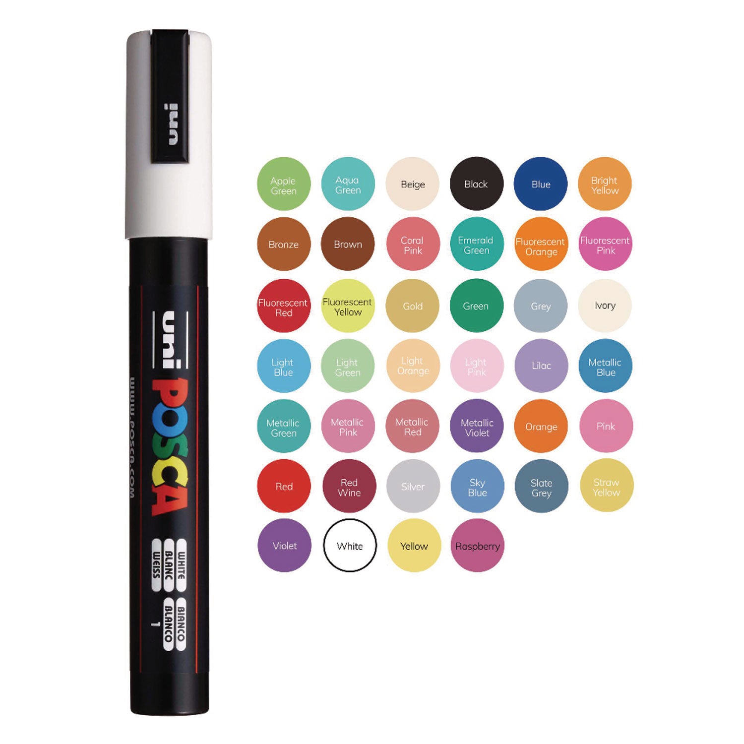 Water-Based Paint Markers, Medium Bullet Tip, 1.8 mm/2.5 mm, Assorted Colors, 8/Set POSCA™ Flipcost