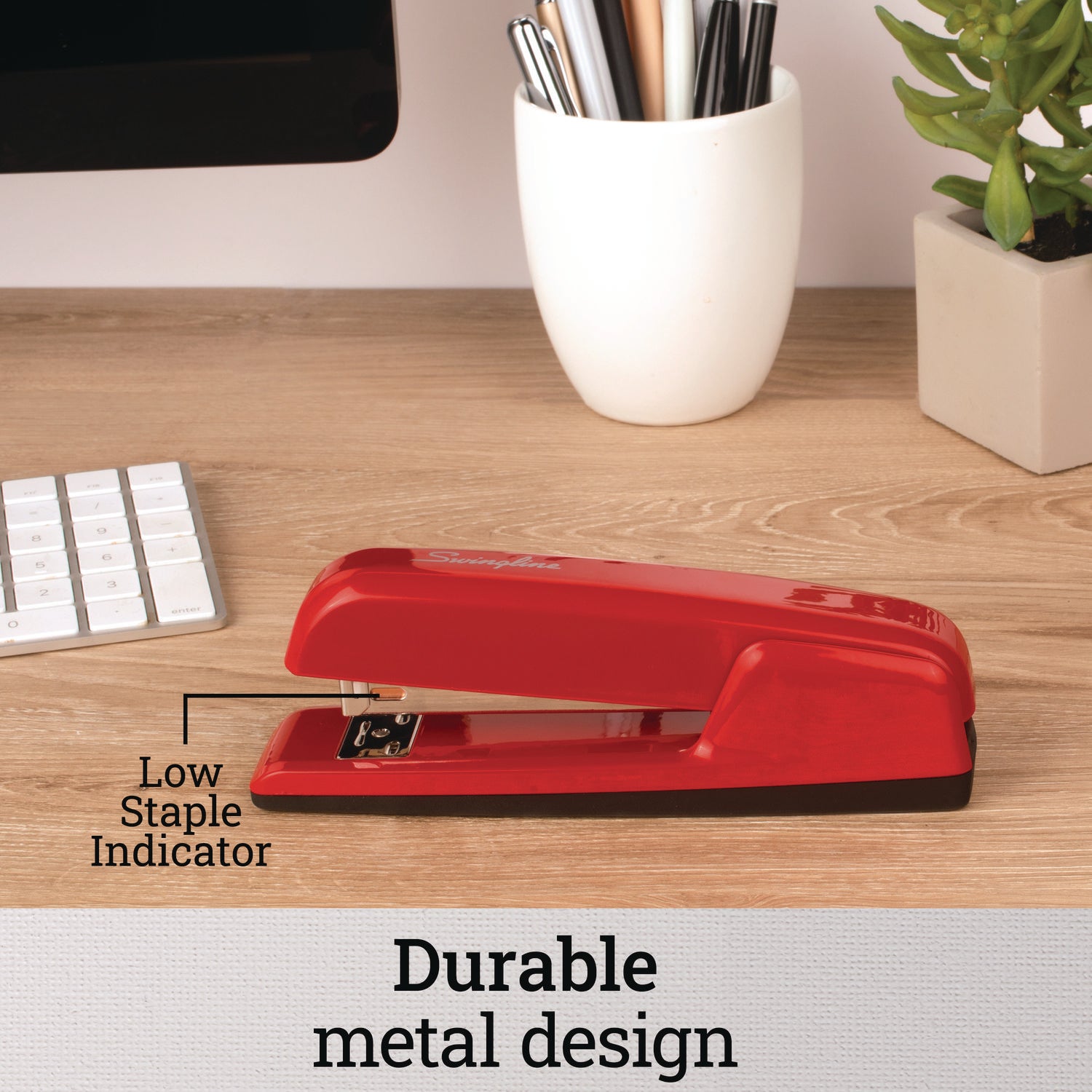 Swingline® 747 Business Full Strip Desk Stapler, 30-Sheet Capacity, Rio Red