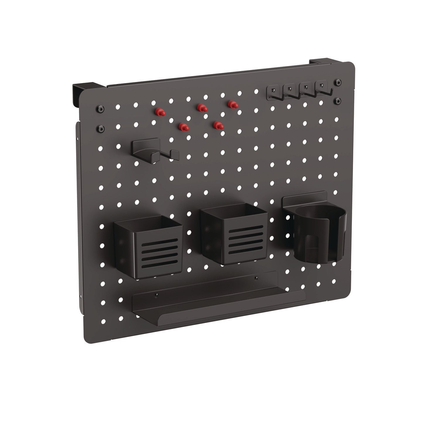 Pegboard Organizer, Three Compartments, 20.58 x 1 x 17, Black, Steel Kantek Flipcost