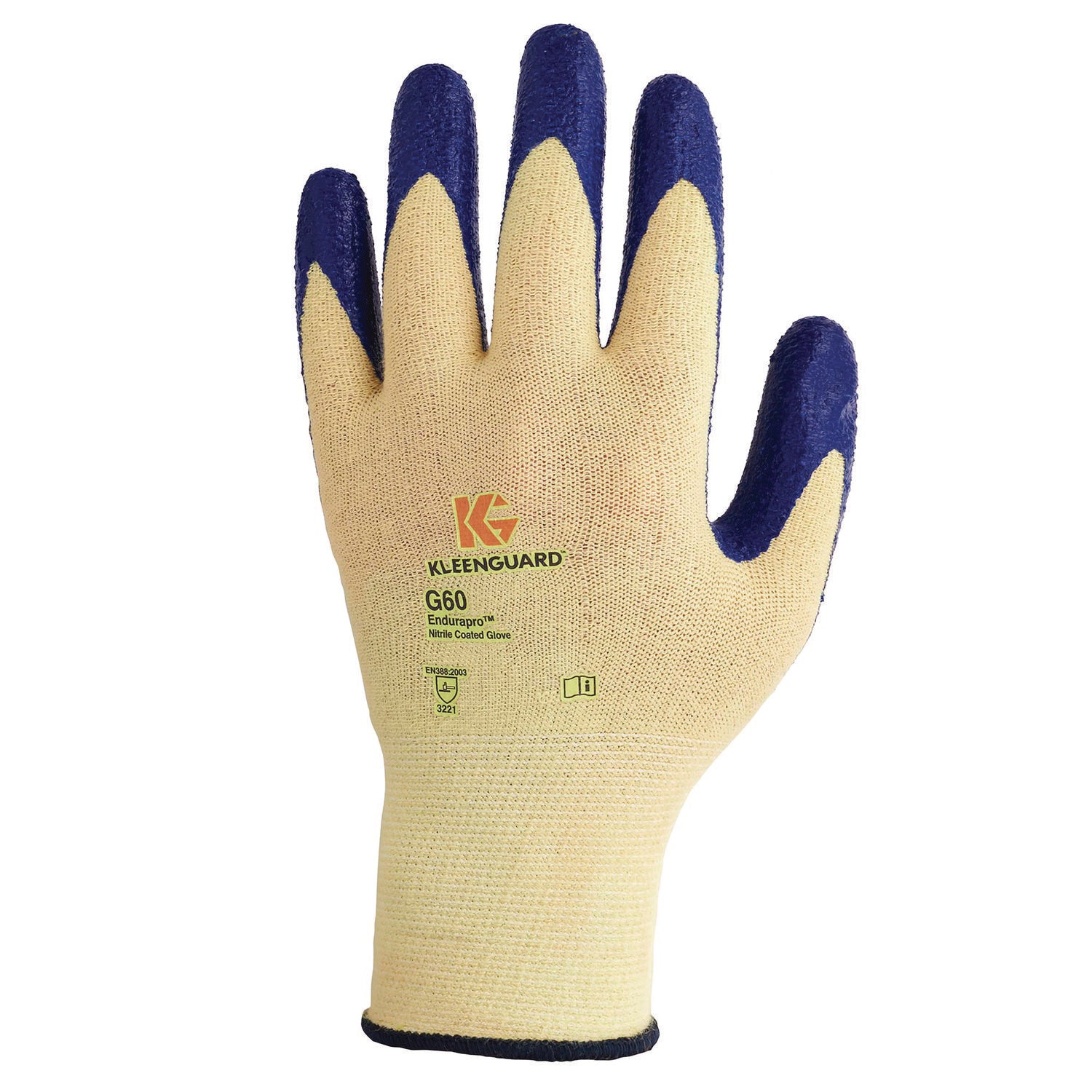 G60 Nitrile Coated Cut Resistant Gloves, Large (Size 9), Blue/Yellow, 12 Pairs/Pack