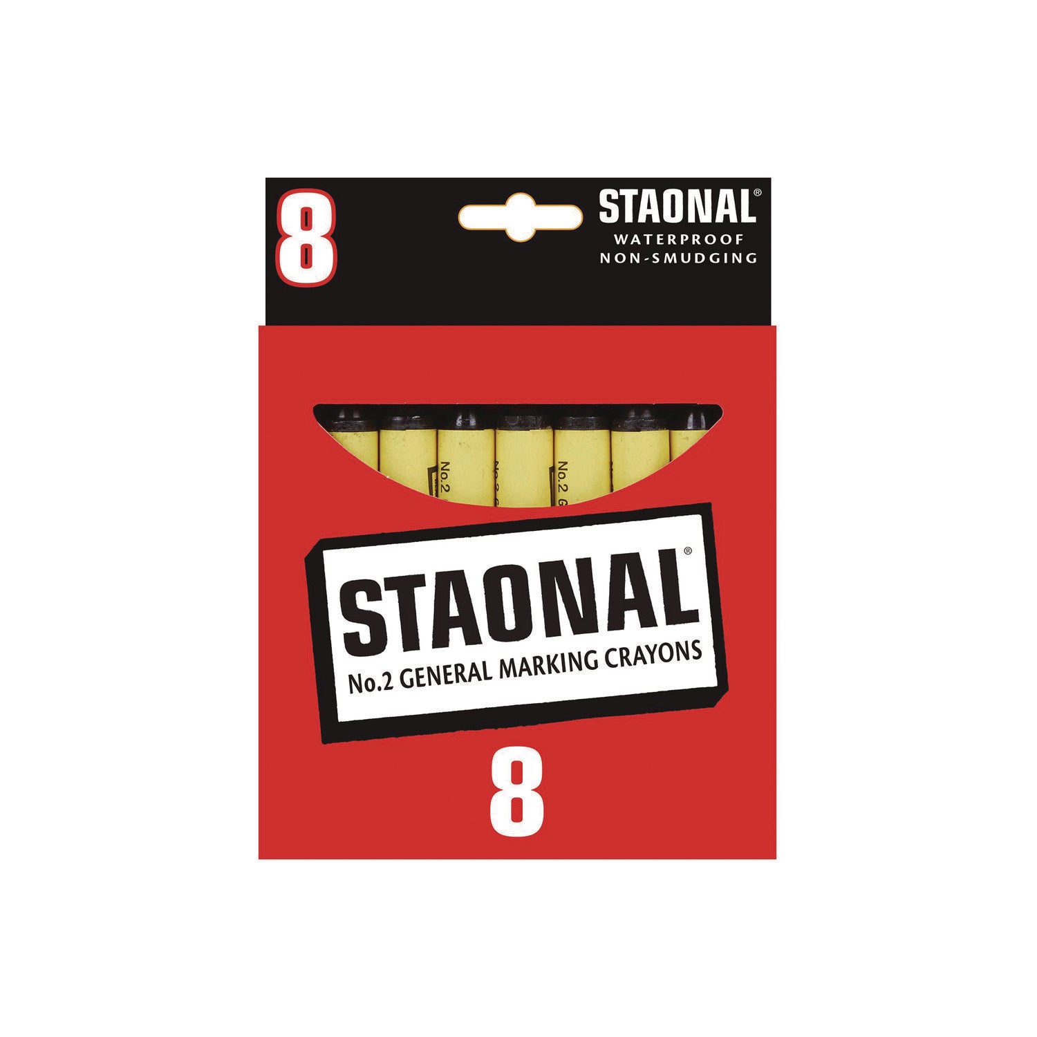 Staonal Marking Crayons, Black, 8/Box