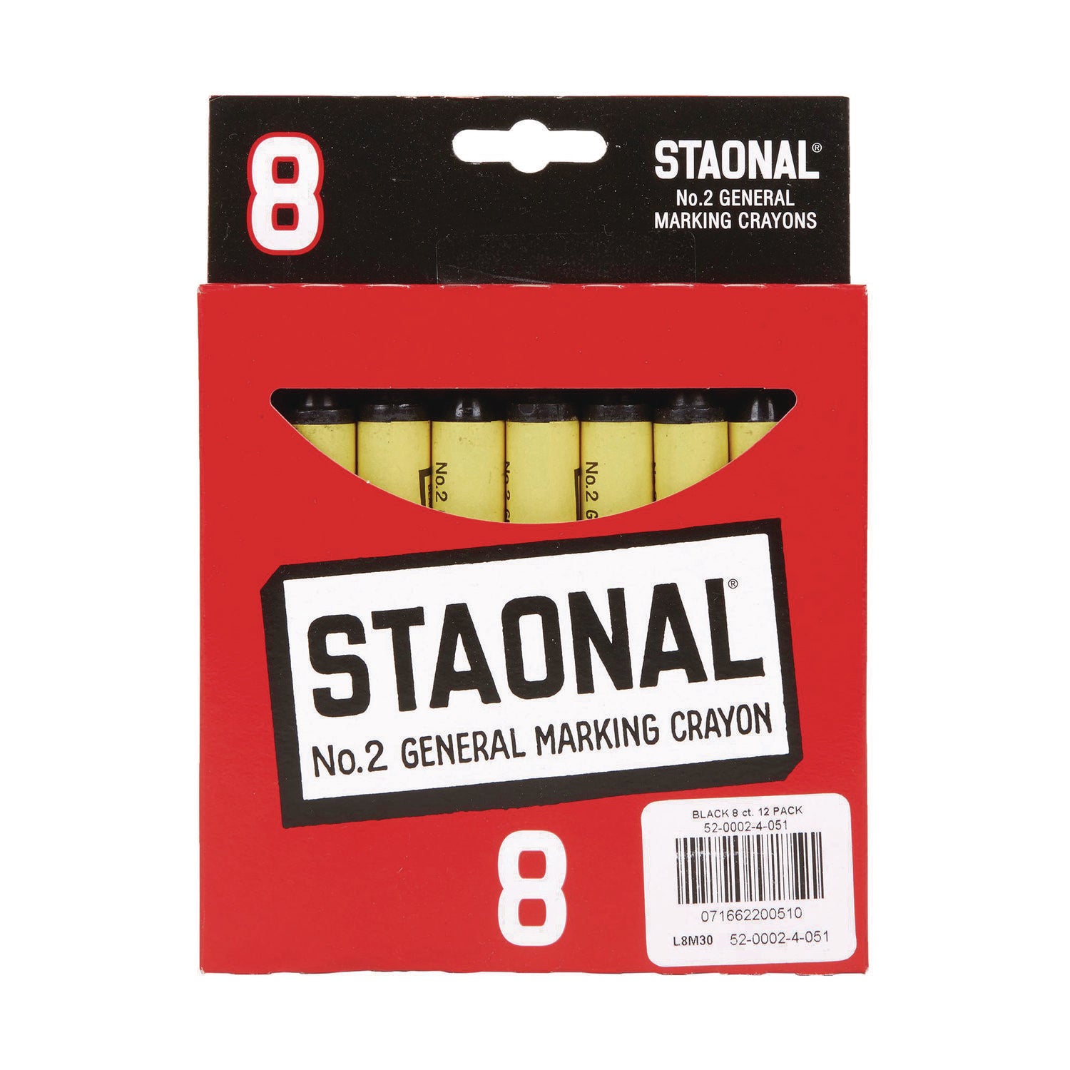 Crayola® Staonal Marking Crayons, Black, 8/Box