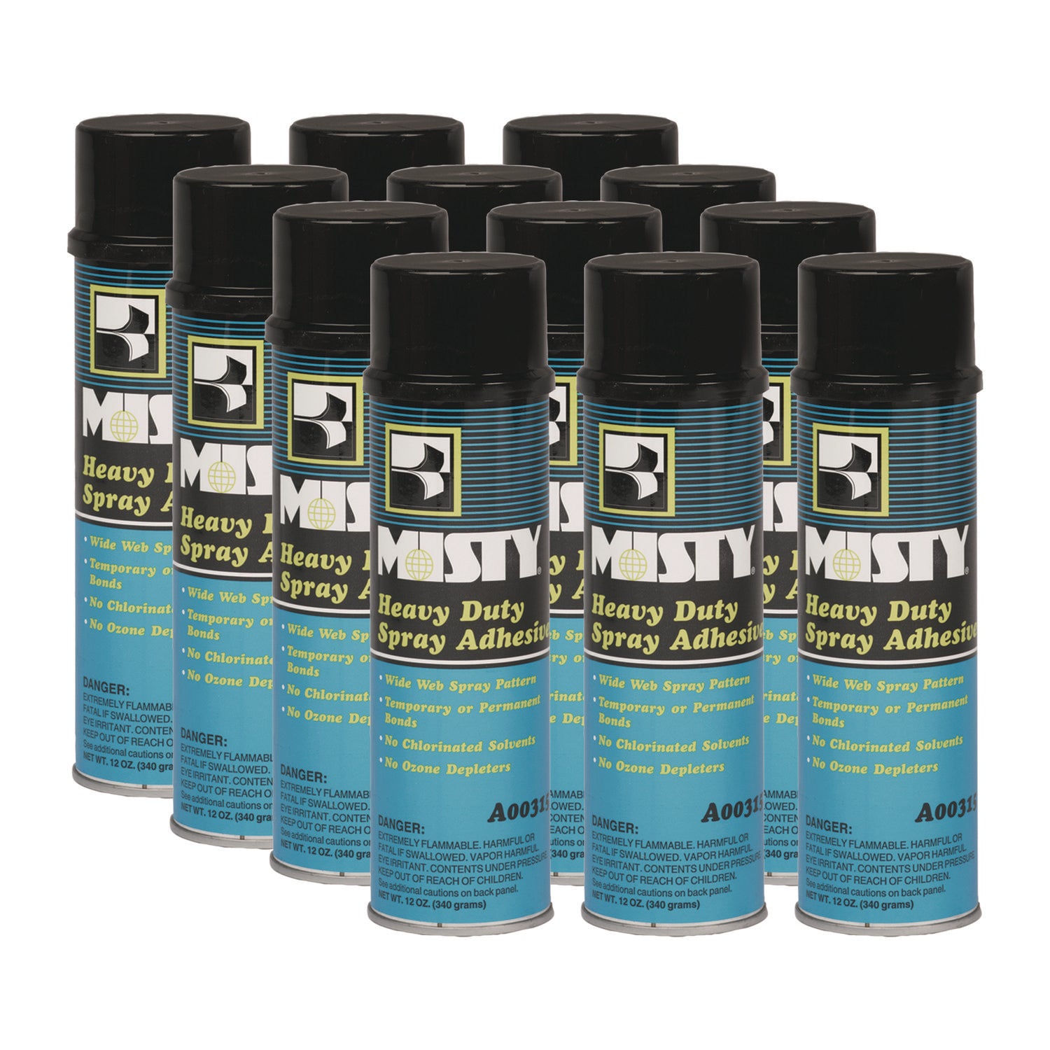 Heavy-Duty Adhesive Spray, 12 oz, Dries Clear, 12/Carton