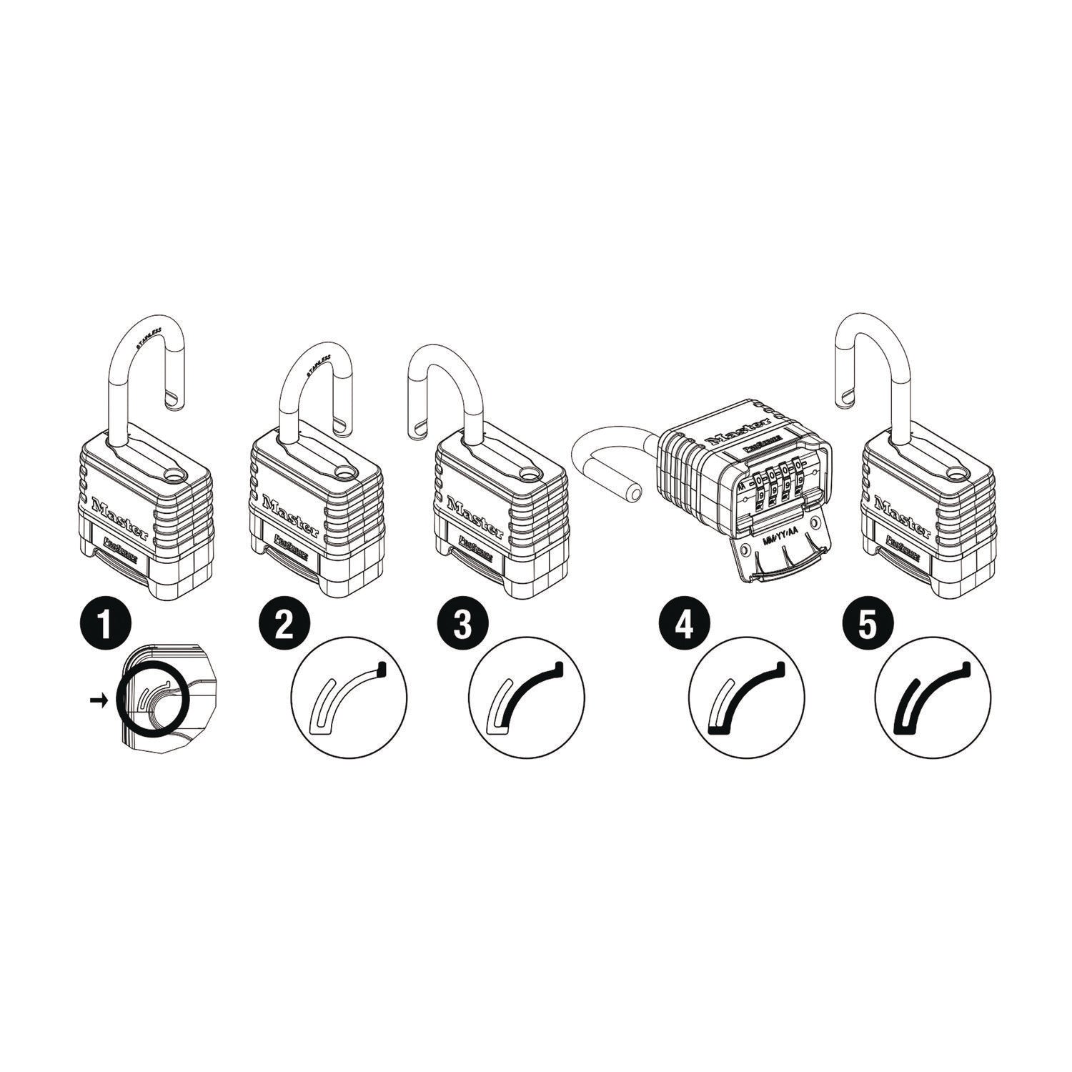 Master Lock® ProSeries Stainless Steel Easy-to-Set Combination Lock, Stainless Steel, 2.18" Wide