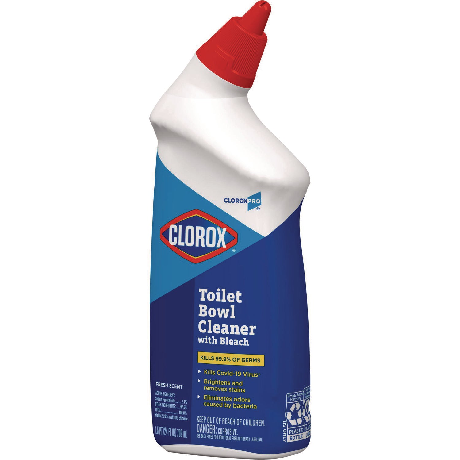Toilet Bowl Cleaner with Bleach, Fresh Scent, 24 oz Bottle