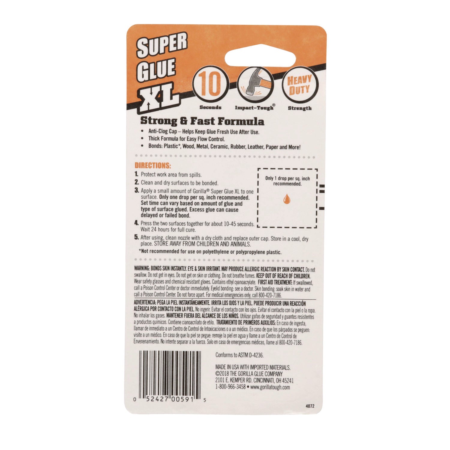 Super Glue, 0.88 oz, Dries Clear Gorilla® Flipcost