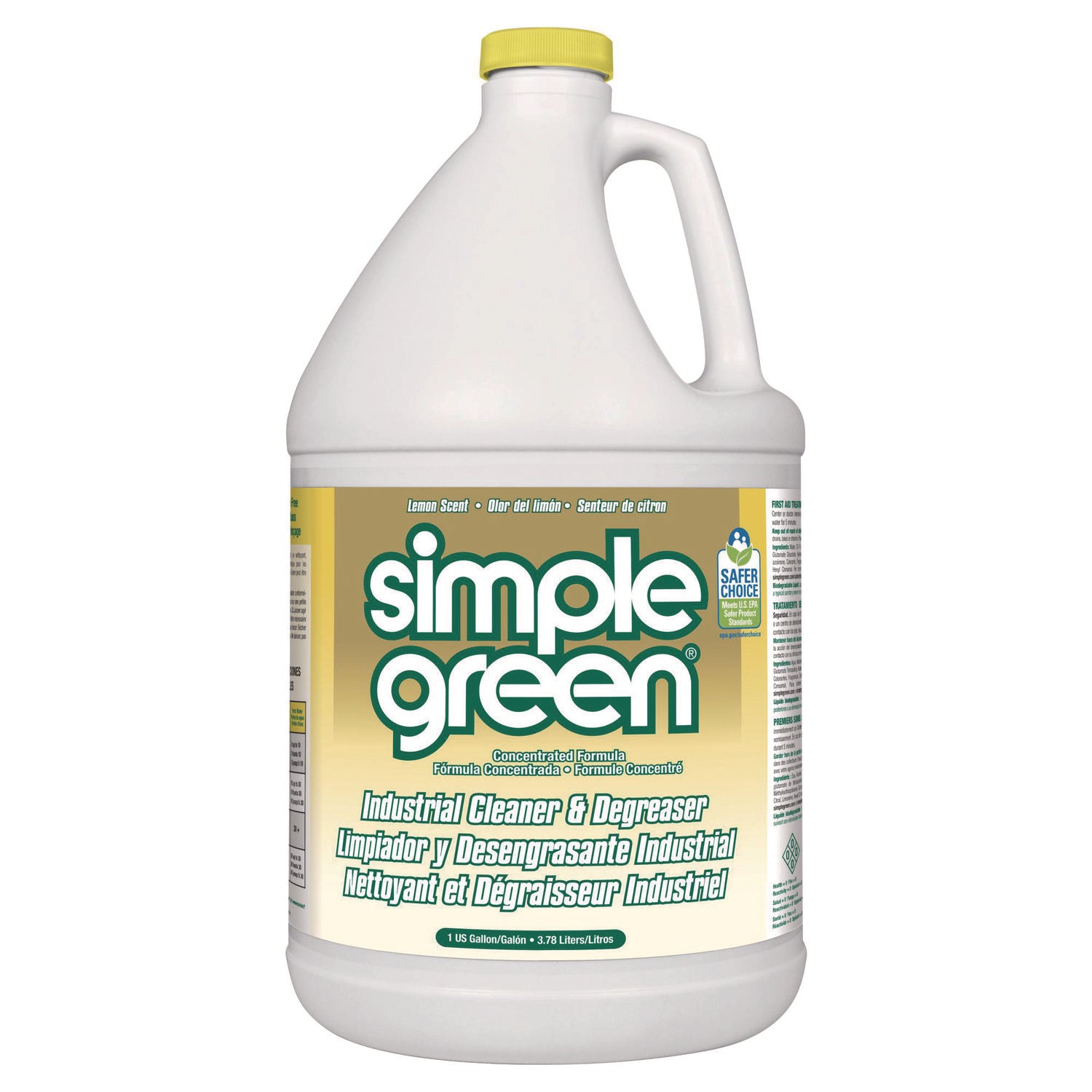 Industrial Cleaner and Degreaser, Concentrated, Lemon, 1 gal Bottle, 6/Carton