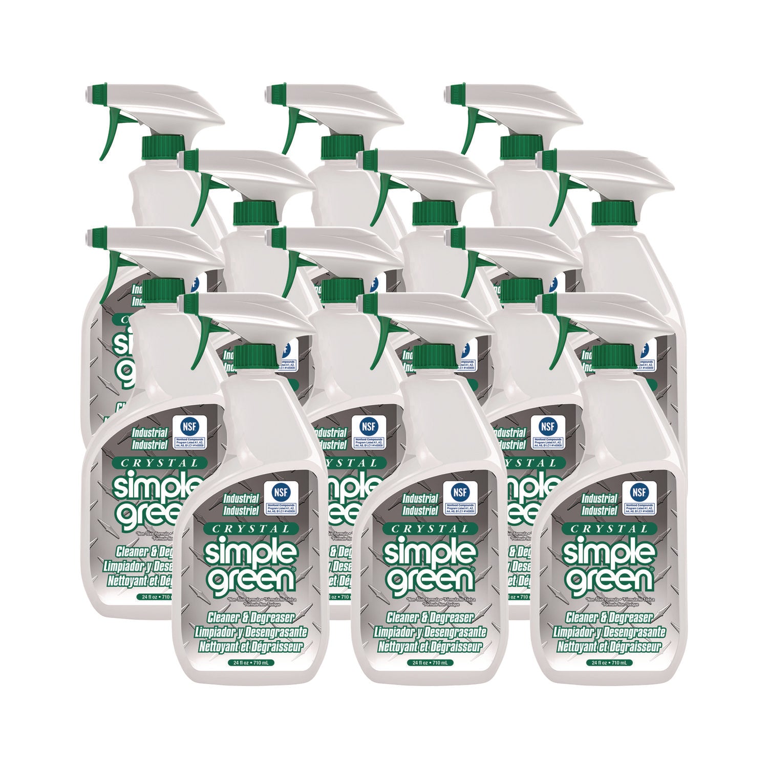 Crystal Industrial Cleaner/Degreaser, 24 oz Spray Bottle, 12/Carton