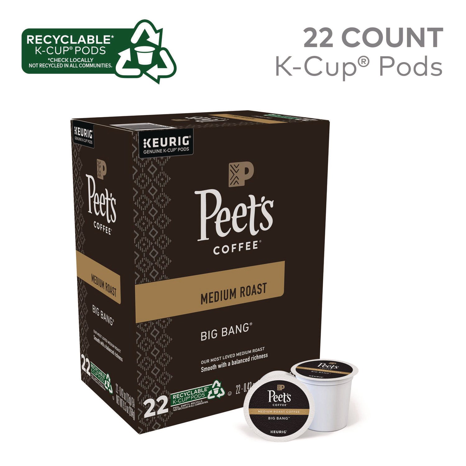 Green Mountain Coffee® Peet's Big Bang K-Cup, Big Bang, K-Cup, 22/Box