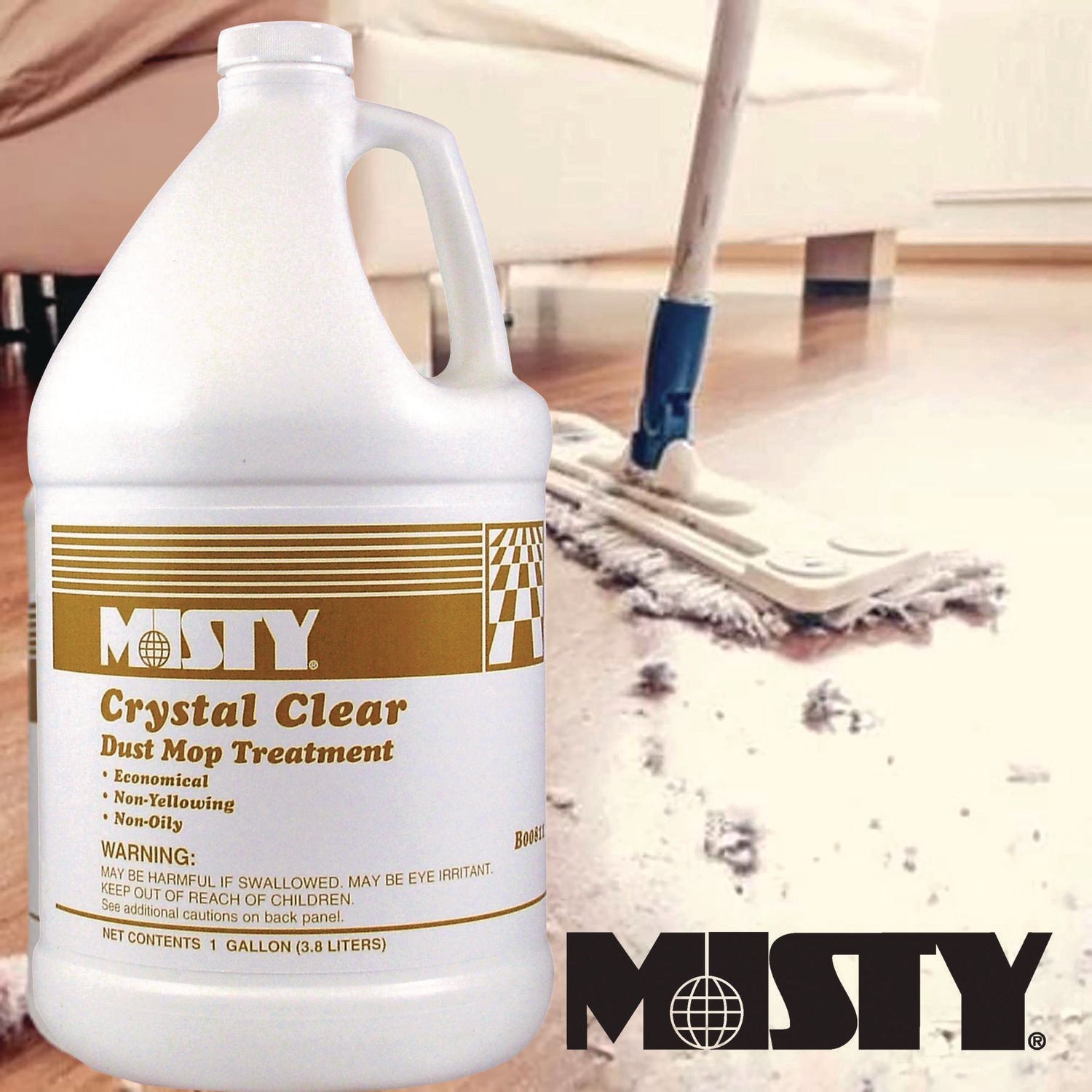 Misty® Crystal Clear Dust Mop Treatment, Slightly Fruity Scent, 1 gal Bottle