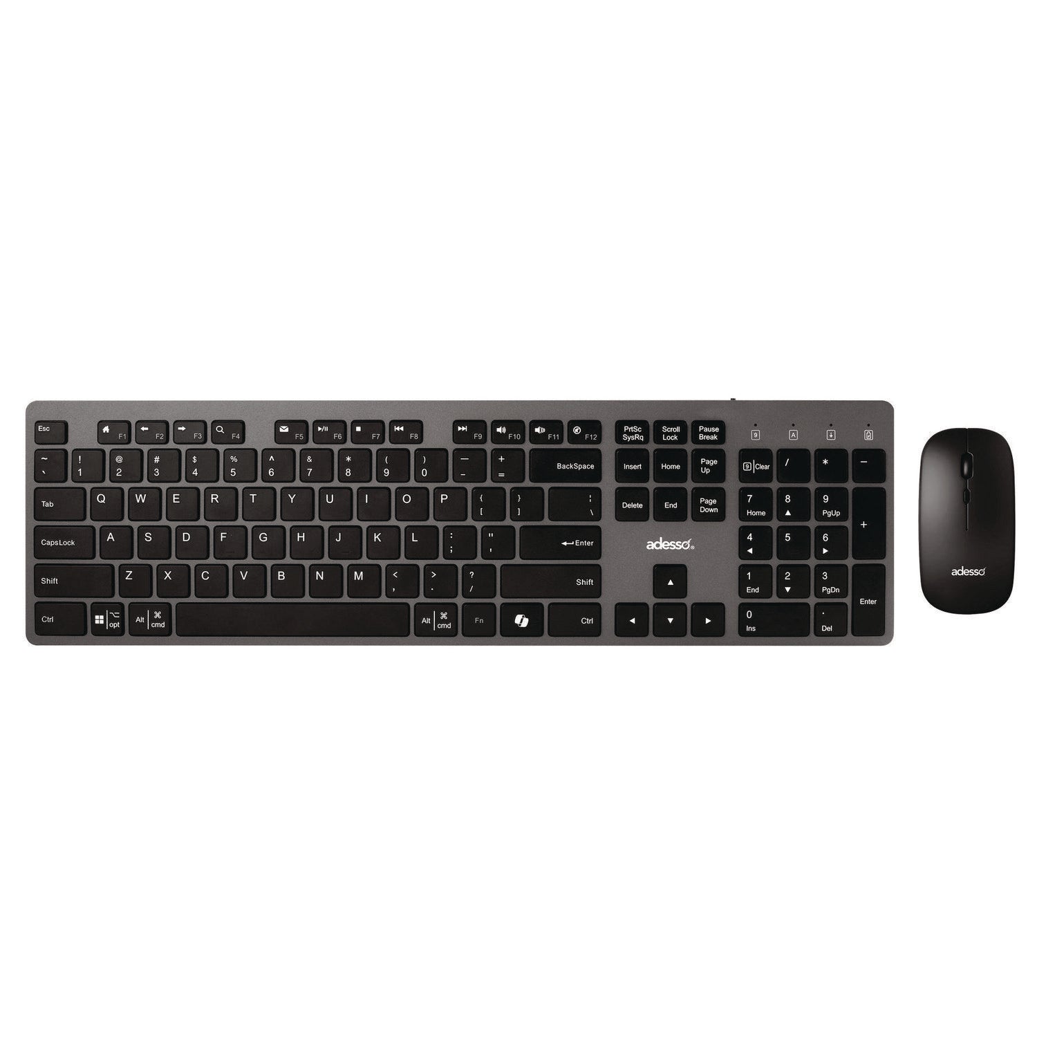 WKB-7300 Wireless Keyboard and Mouse, 2.4 GHz Frequency/30 ft Wireless Range, Gray/Black