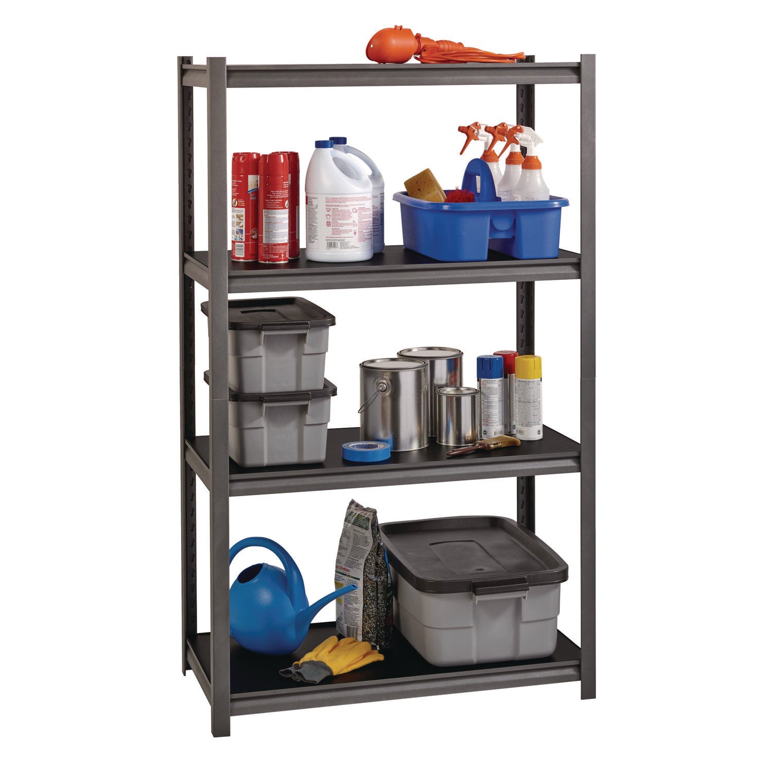 Steel Shelving Unit with Laminate Shelves, Four-Shelf, 36w x 18d x 60h, Steel, Black/Gun Metal Gray Alera® Flipcost