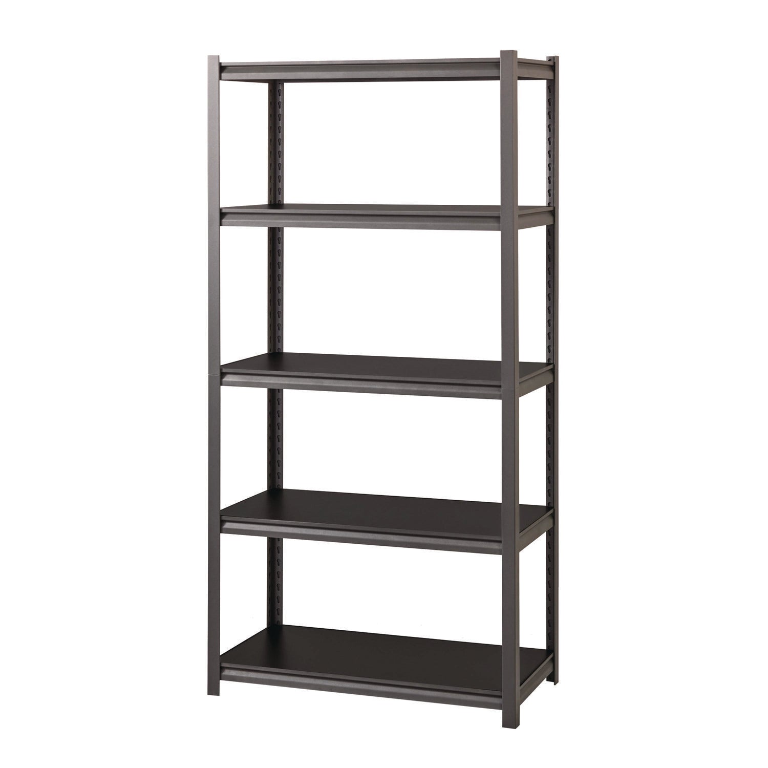 Steel Shelving Unit with Laminate Shelves, Five-Shelf, 36w x 18d x 72h, Steel, Black/Gun Metal Gray Alera® Flipcost