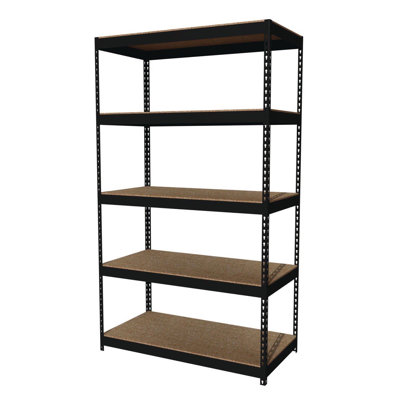 Steel Shelving Unit with Particleboard Shelves, Five-Shelf, 48w x 24d x 84h, Steel, Black Alera® Flipcost