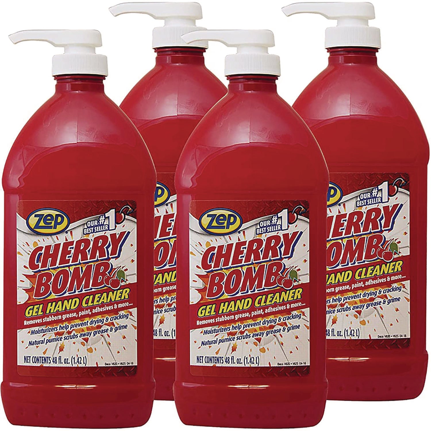 Cherry Bomb Gel Hand Cleaner, Cherry Scent, 48 oz, 4/Carton