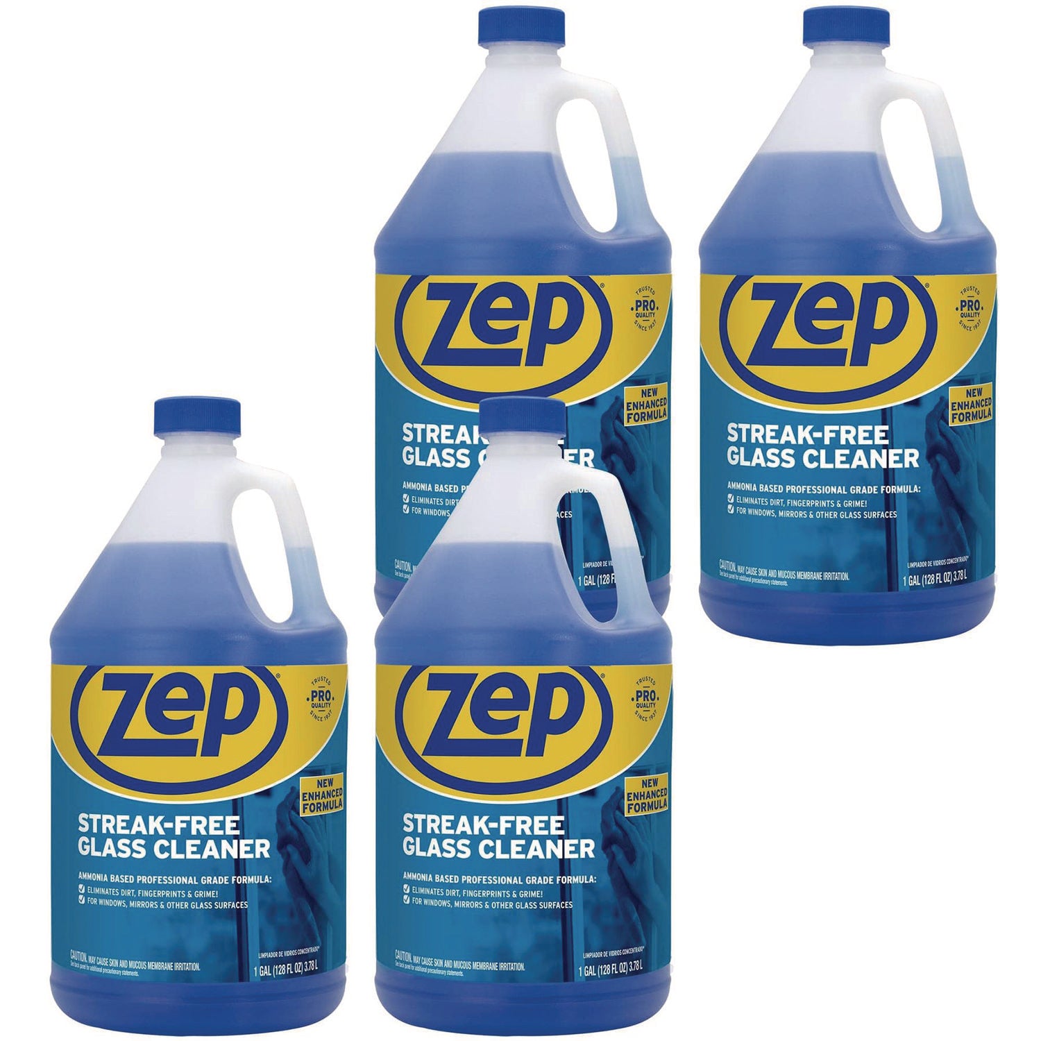 Zep Commercial® Streak-Free Glass Cleaner, Pleasant Scent, 1 gal Bottle, 4/Carton