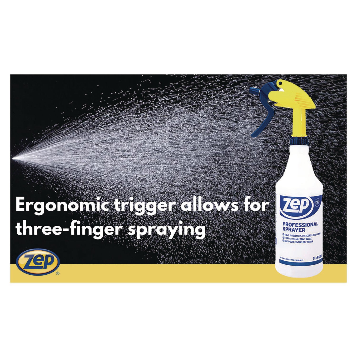 Zep Commercial® Professional Spray Bottle with Trigger Sprayer, 32 oz, Clear