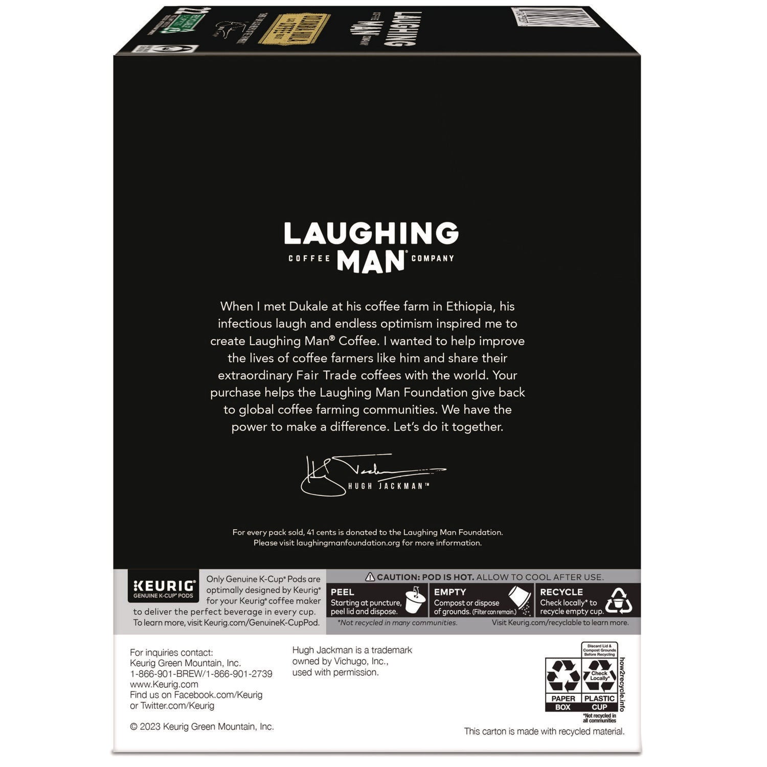 Laughing Man® Coffee Company Colombia Huila K-Cup Pods, 22/Box