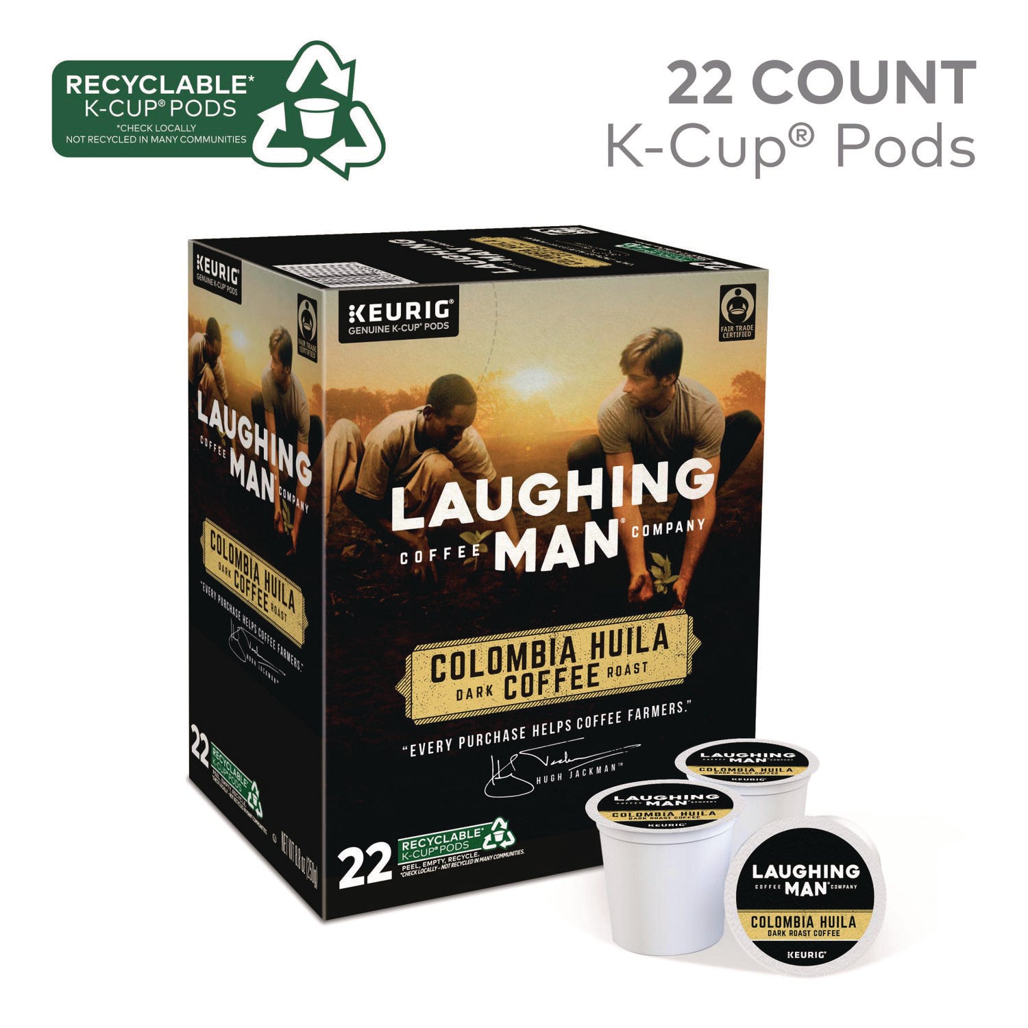 Laughing Man® Coffee Company Colombia Huila K-Cup Pods, 22/Box