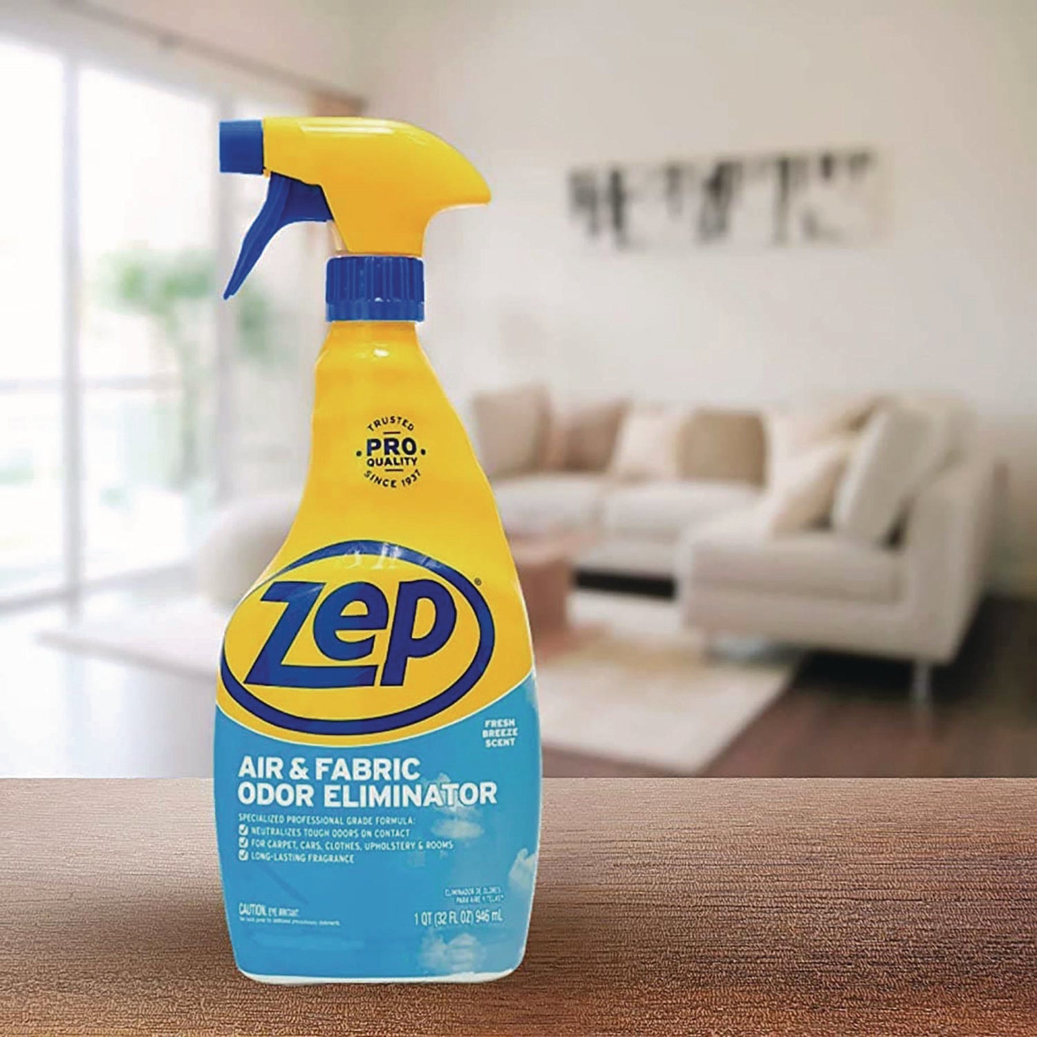 Zep Commercial® Air and Fabric Odor Eliminator, Fresh Scent, 32 oz Bottle, 12/Carton