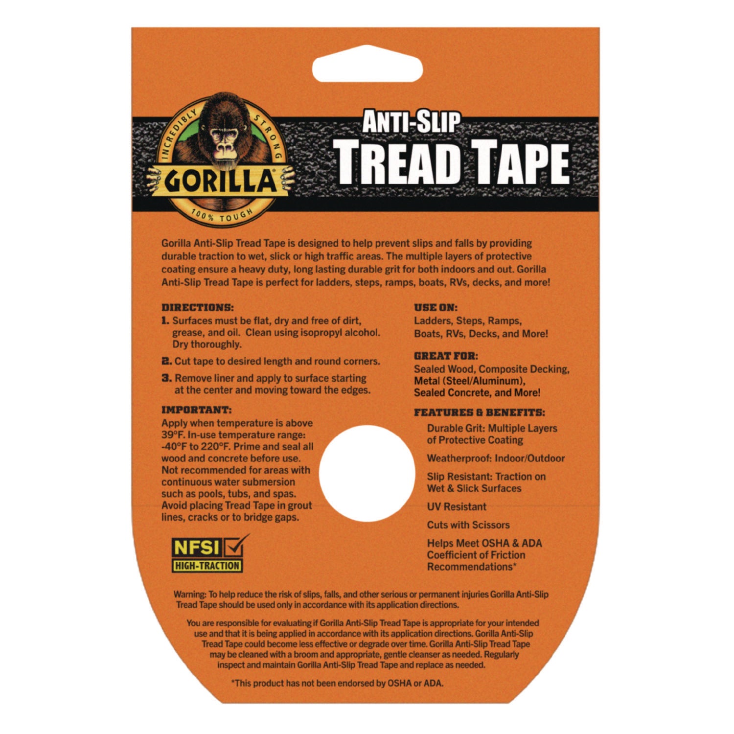 Tread Tape, 3" Core, 2" x 10 ft, Black Gorilla® Flipcost