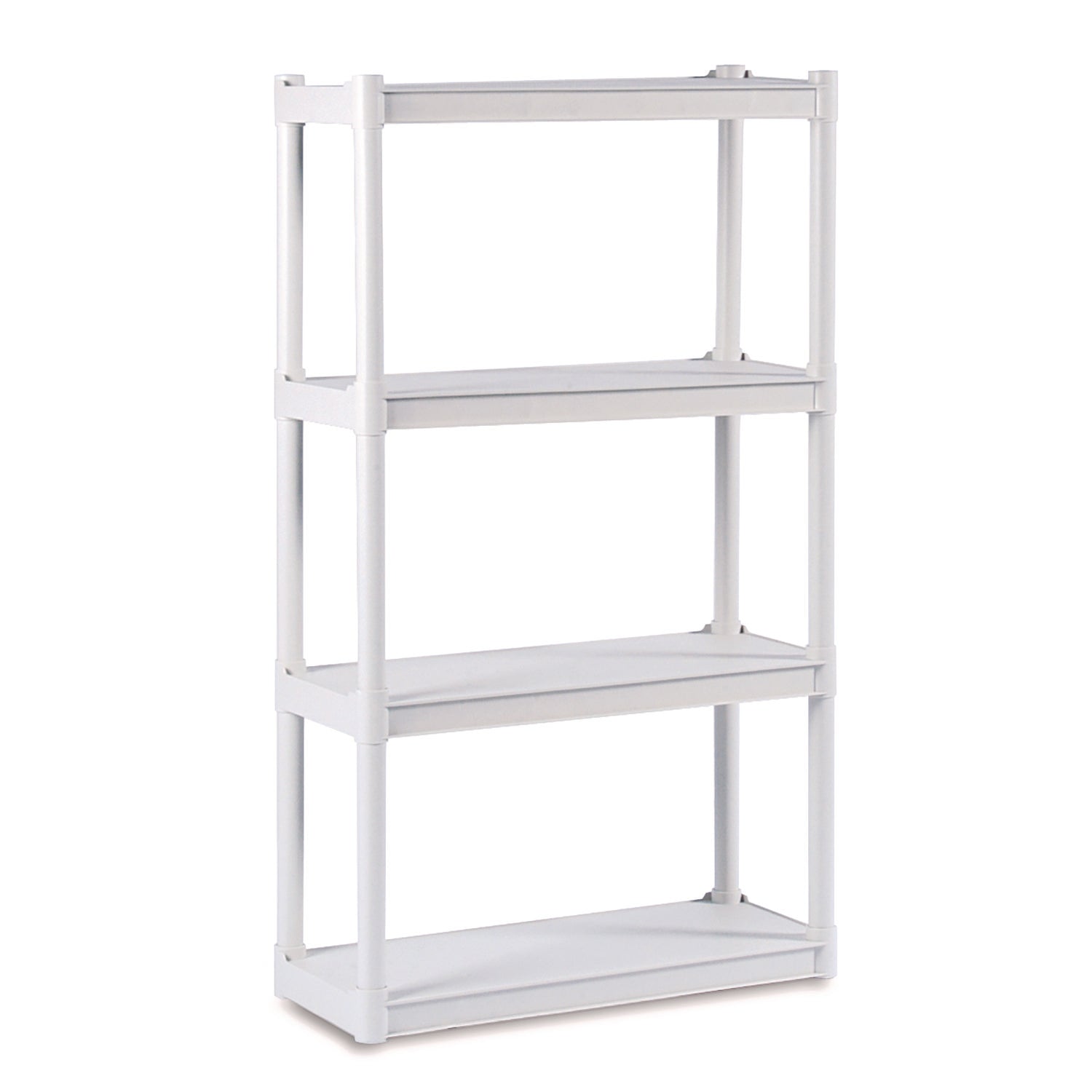 Iceberg Rough n Ready Open Storage System, Four-Shelf, Injection-Molded Polypropylene, 32w x 13d x 54h, Platinum