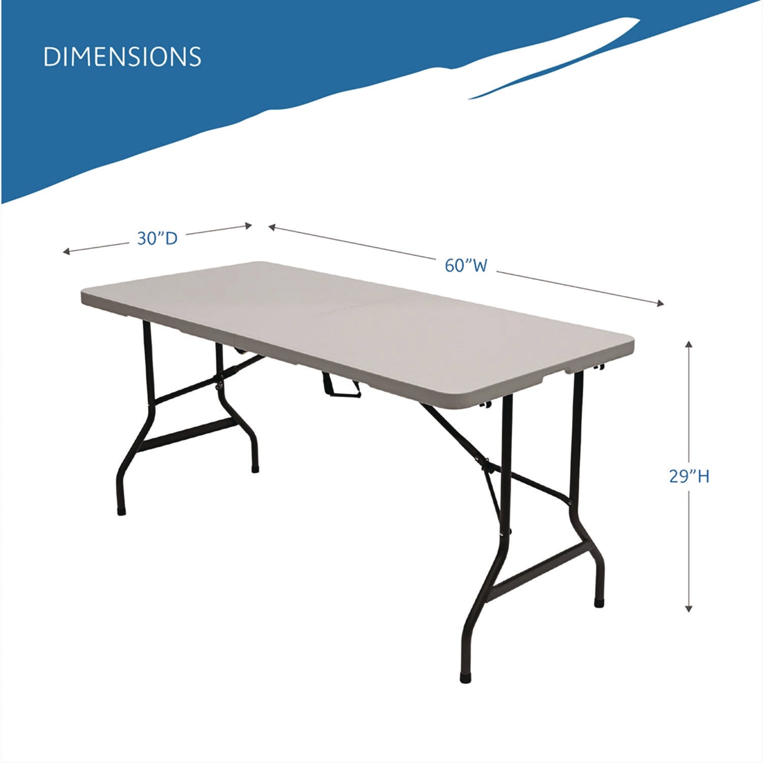 Iceberg IndestrucTable Classic Bi-Folding Table, Rectangular, 60" x 30" x 29", Platinum